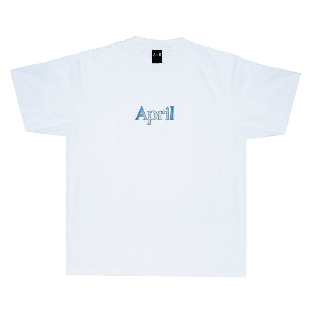 White Gradient Logo April Skateboards Tee