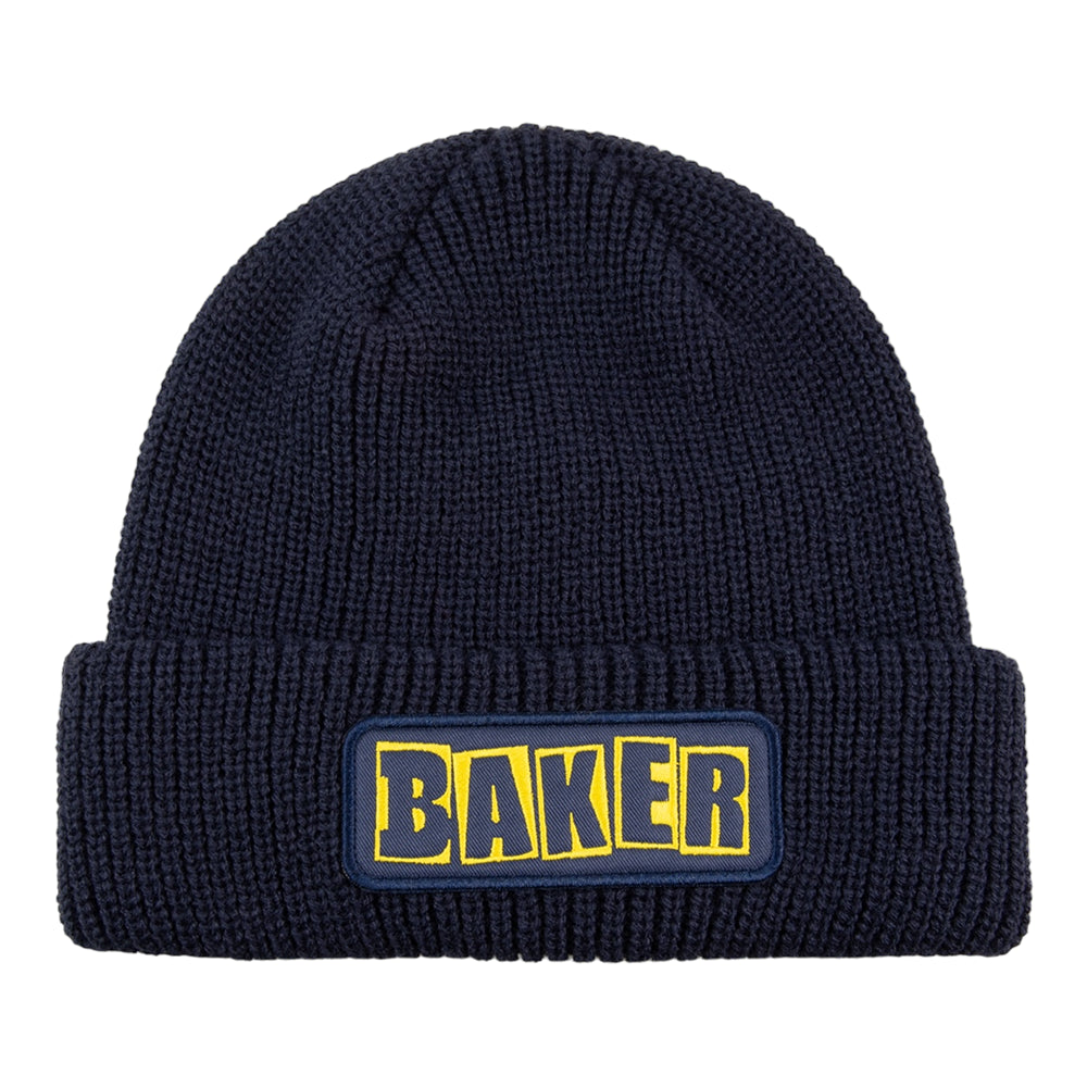 Navy/Yellow Patch Brand Logo Baker Beanie