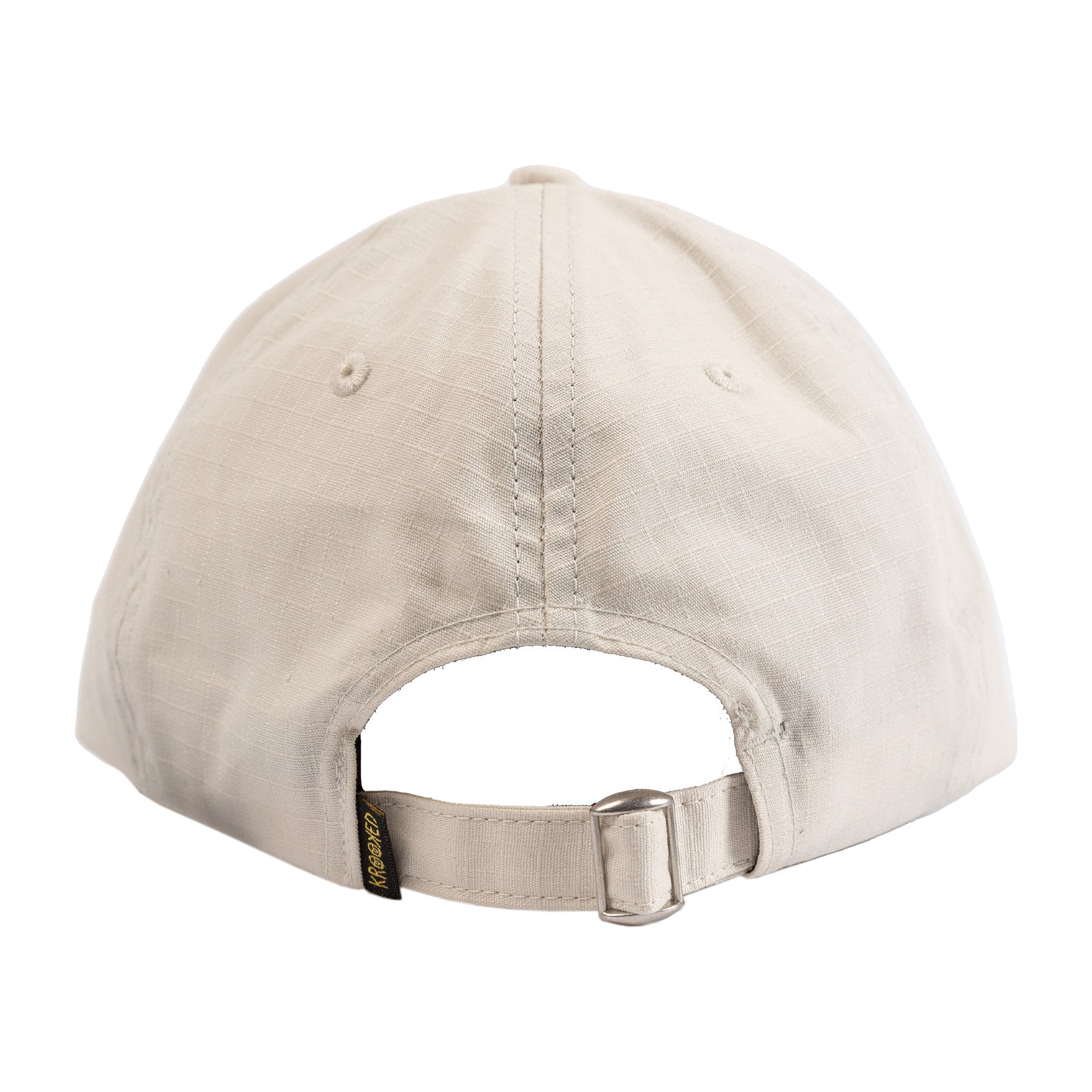 Natural Moonsmile Script Krooked Strapback Hat Back