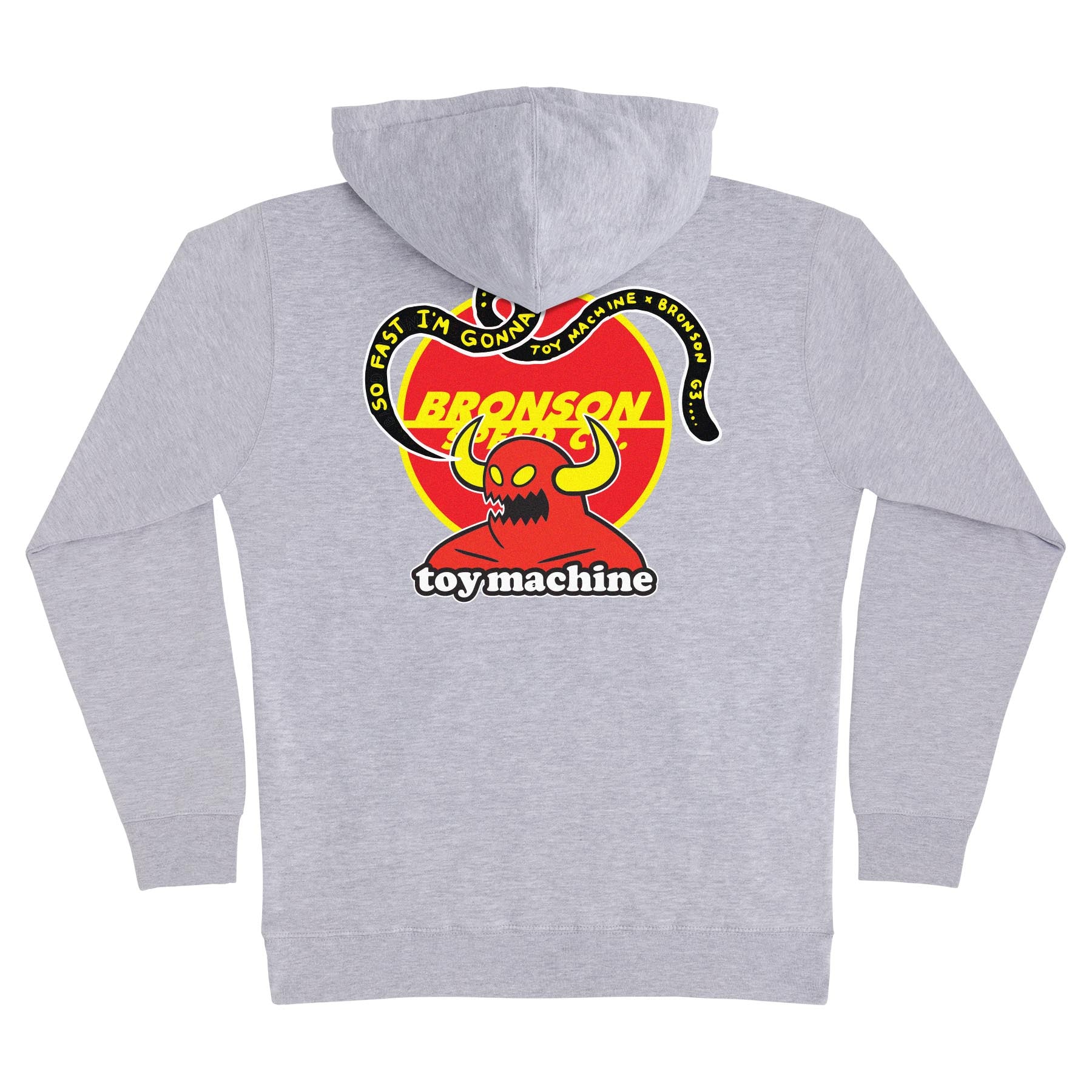 bronson x toy machine pullover hoodie grey back