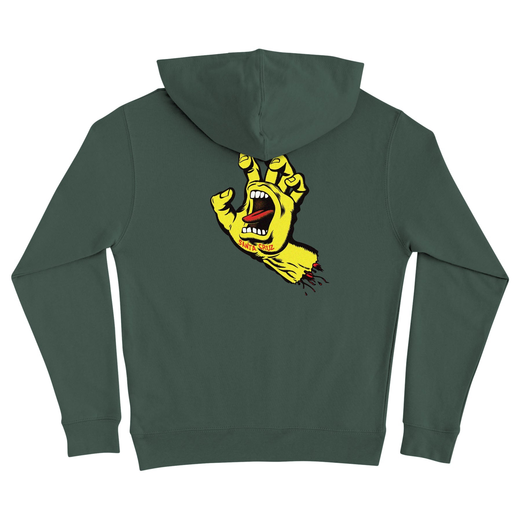 Alpine Green/Neon Yellow Youth Santa Cruz Screaming Hand Hoodie Back