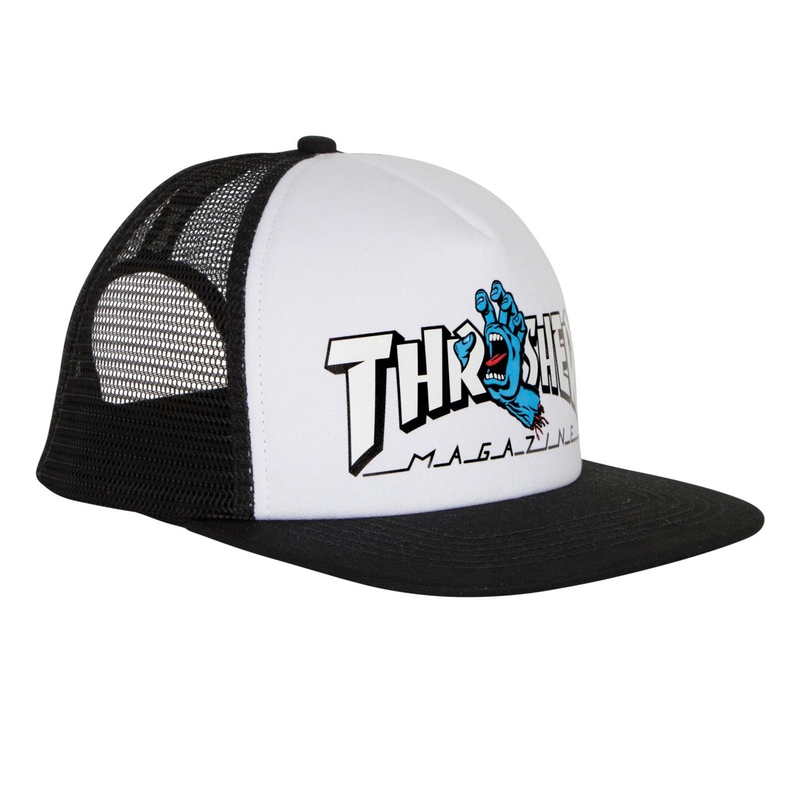 White/Black Screaming Logo Santa Cruz Trucker hat