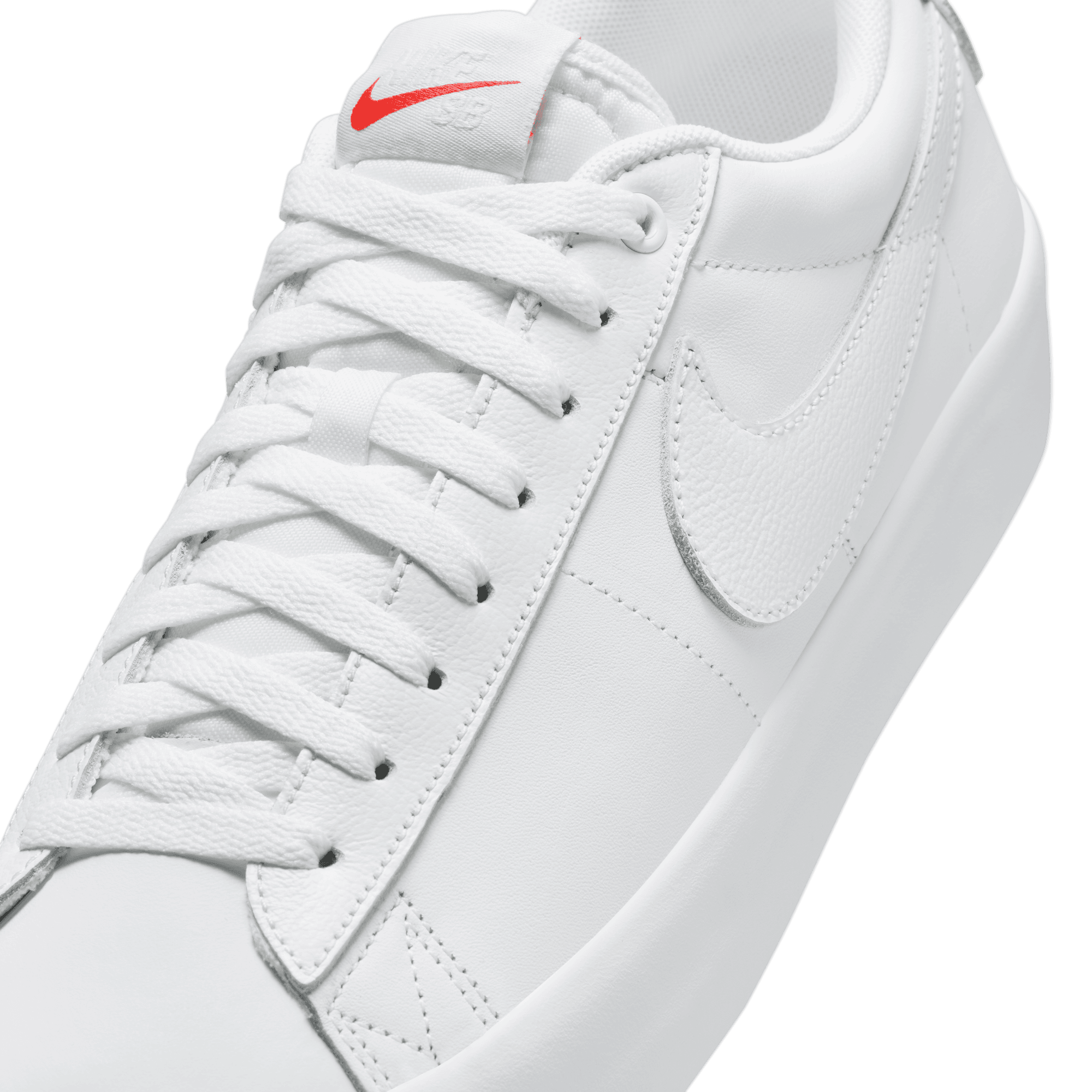 White Leather ISO GT Blazer Low Nike SB Skate Shoe Detail