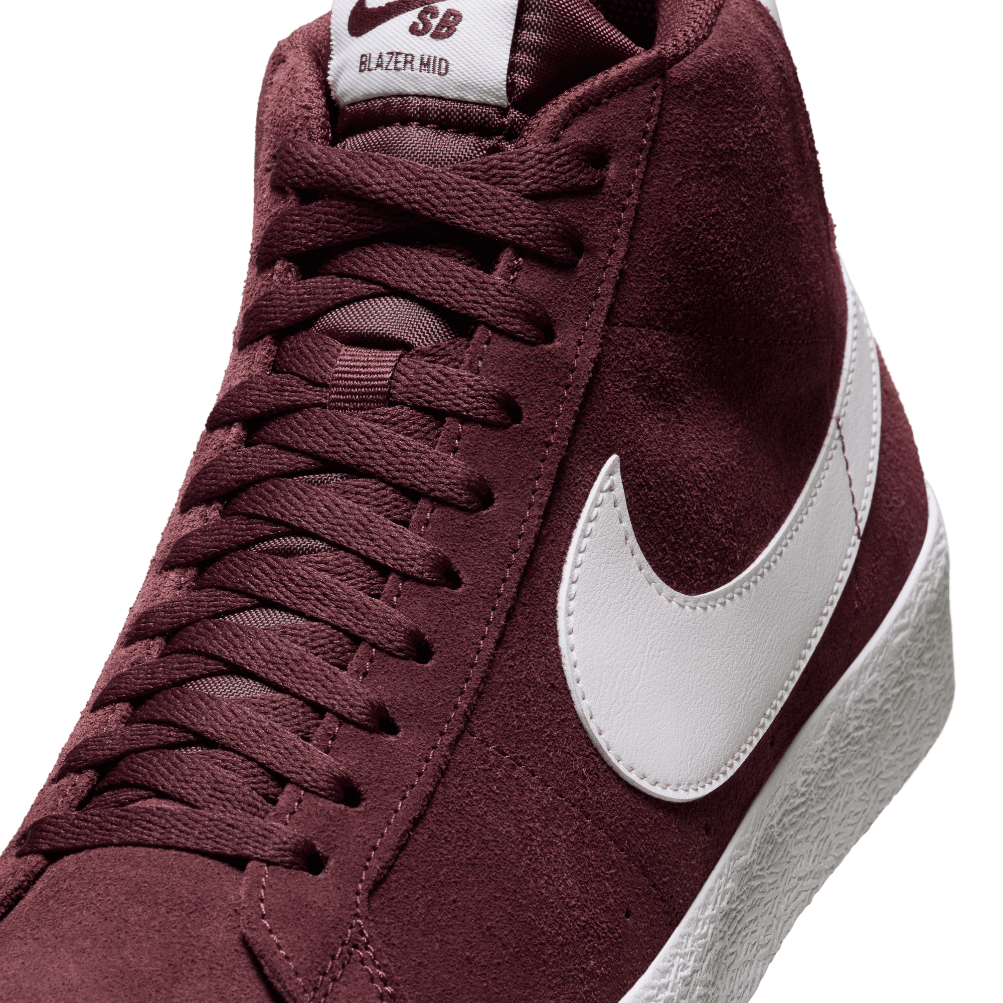 Burgundy Crush Blazer Mid Nike SB Skate Shoe Detail