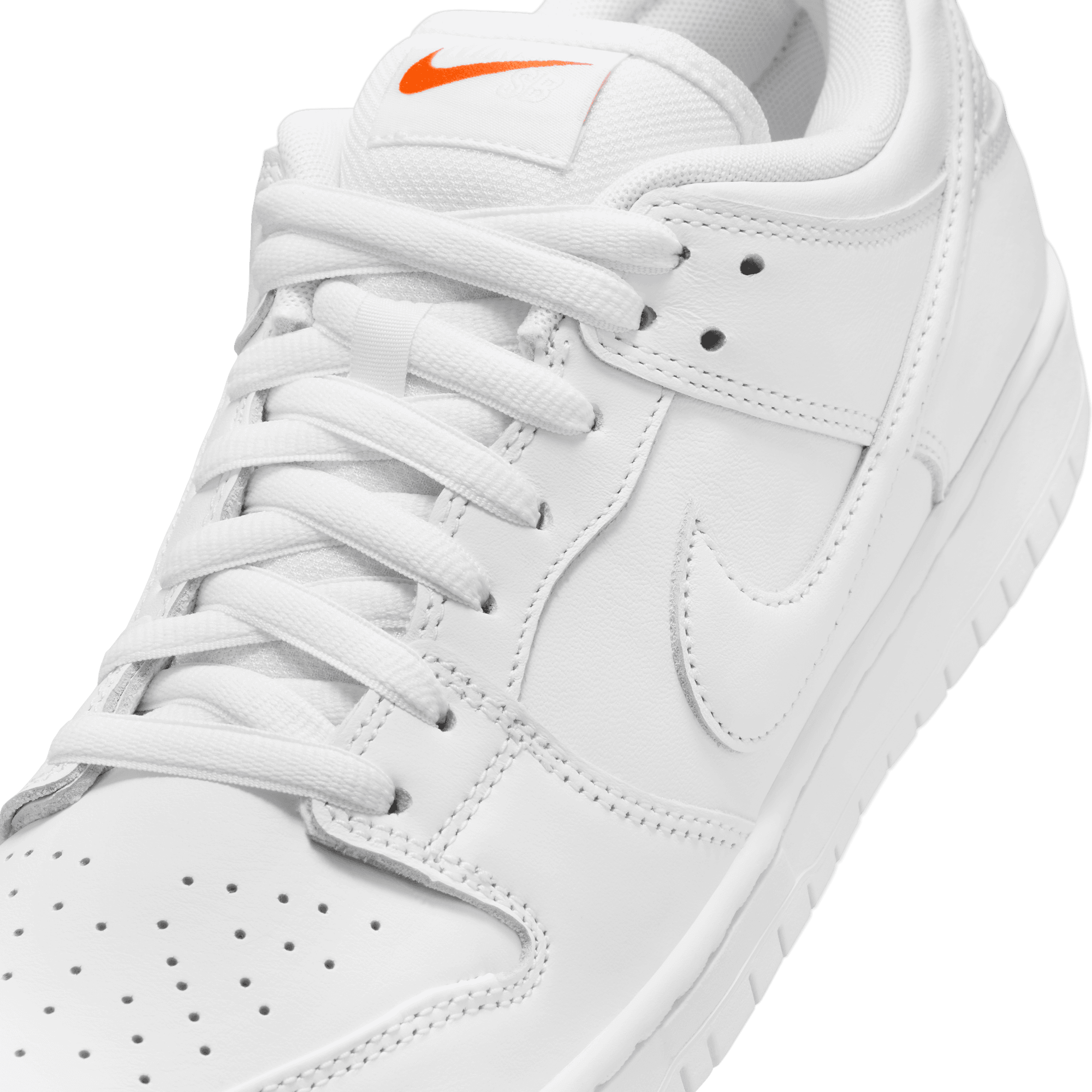 Triple White ISO Nike SB Dunk Low Pro Skate Shoe Detail