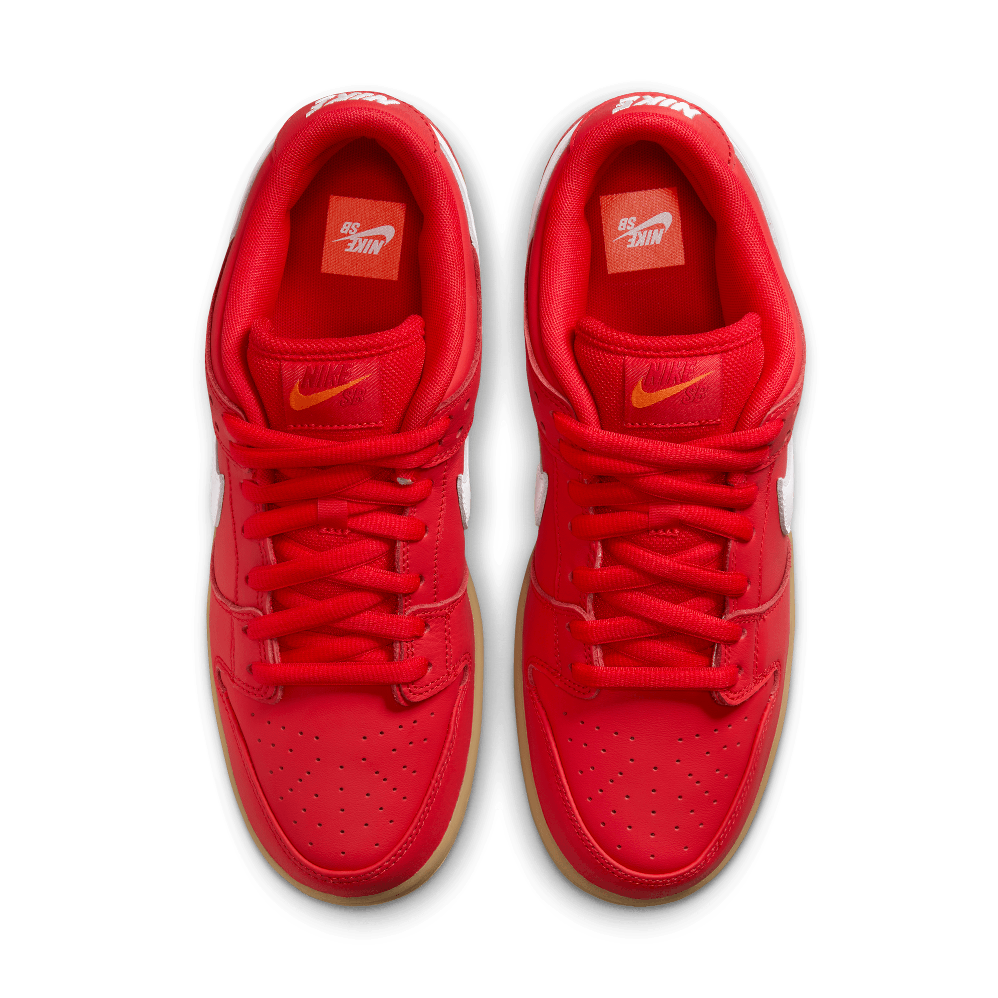 Red/Gum Orange Label Dunk Low Pro Nike SB Skate Shoe Top