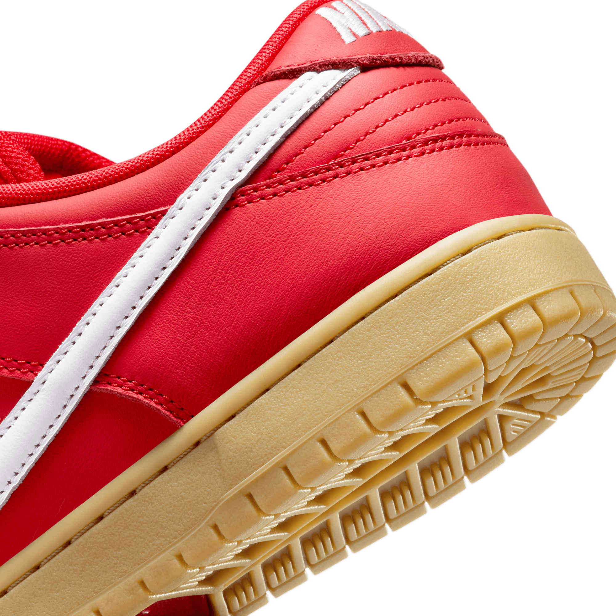 Red/Gum Orange Label Dunk Low Pro Nike SB Skate Shoe Detail