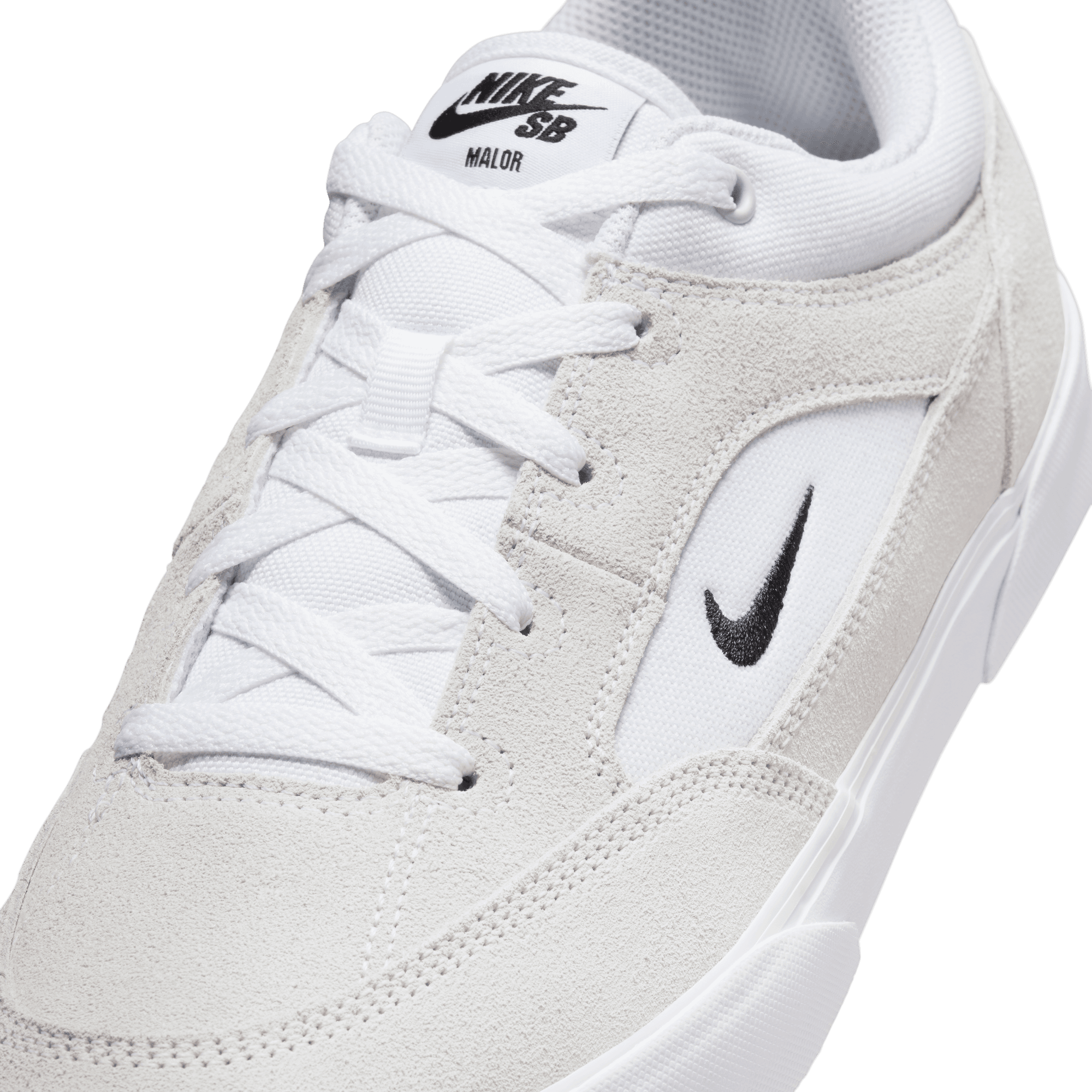 White Malor Nike SB Skate Shoe Detail