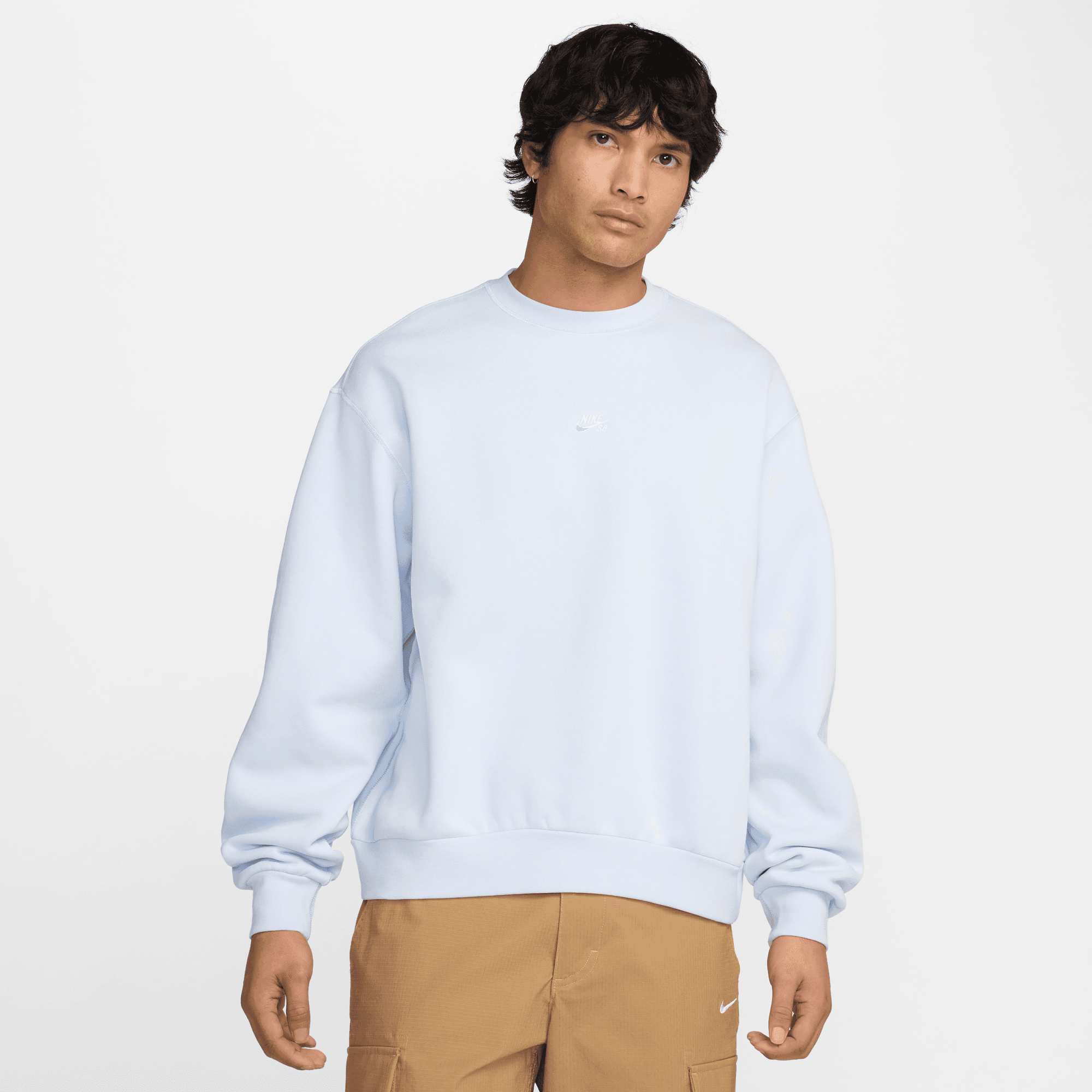 Nike SB Fleece Pullover Skate Crew Neck - Football Grey/White