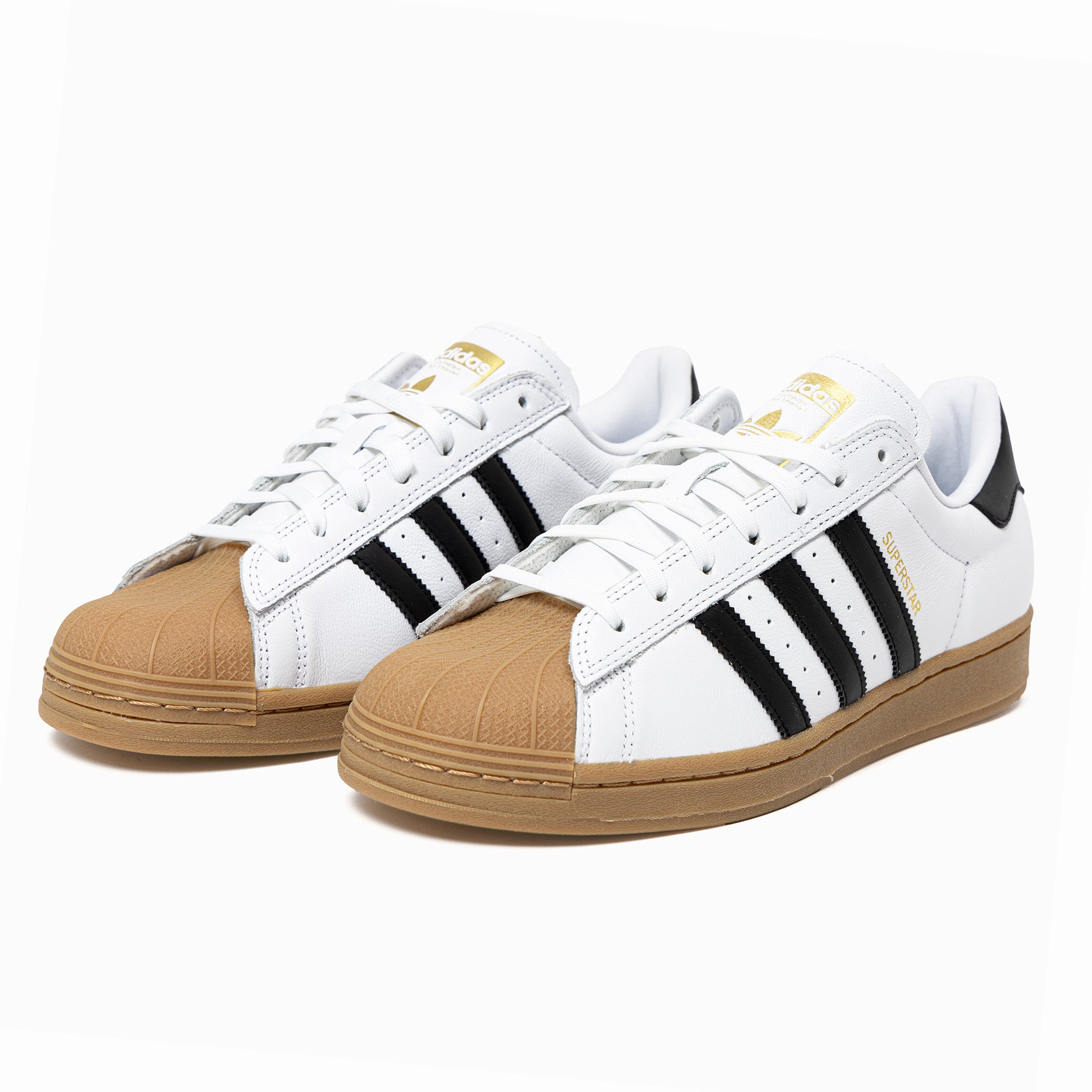 White/Black/Gum Adidas Superstar Pair