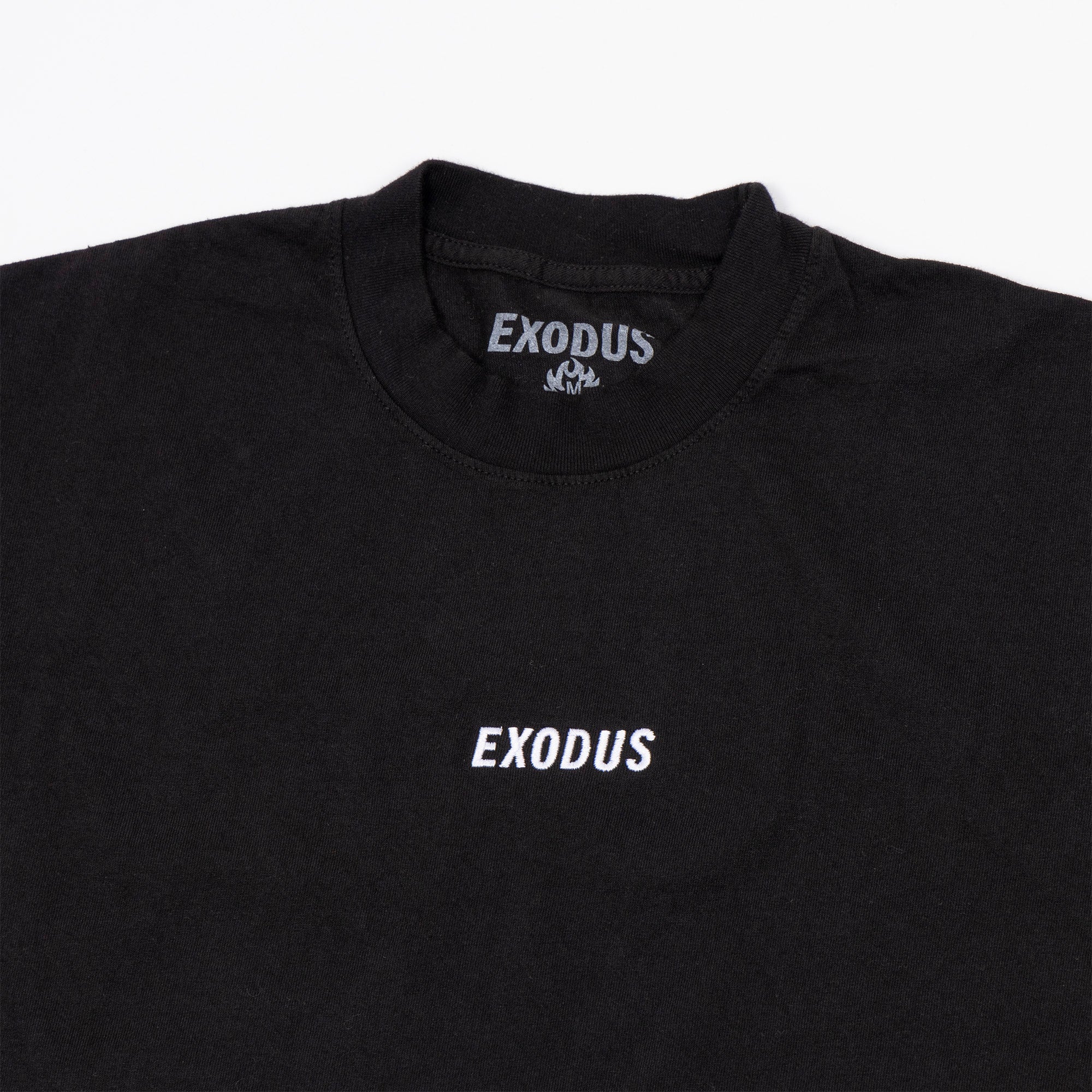 Black Embroidered Exodus Tee Close Up