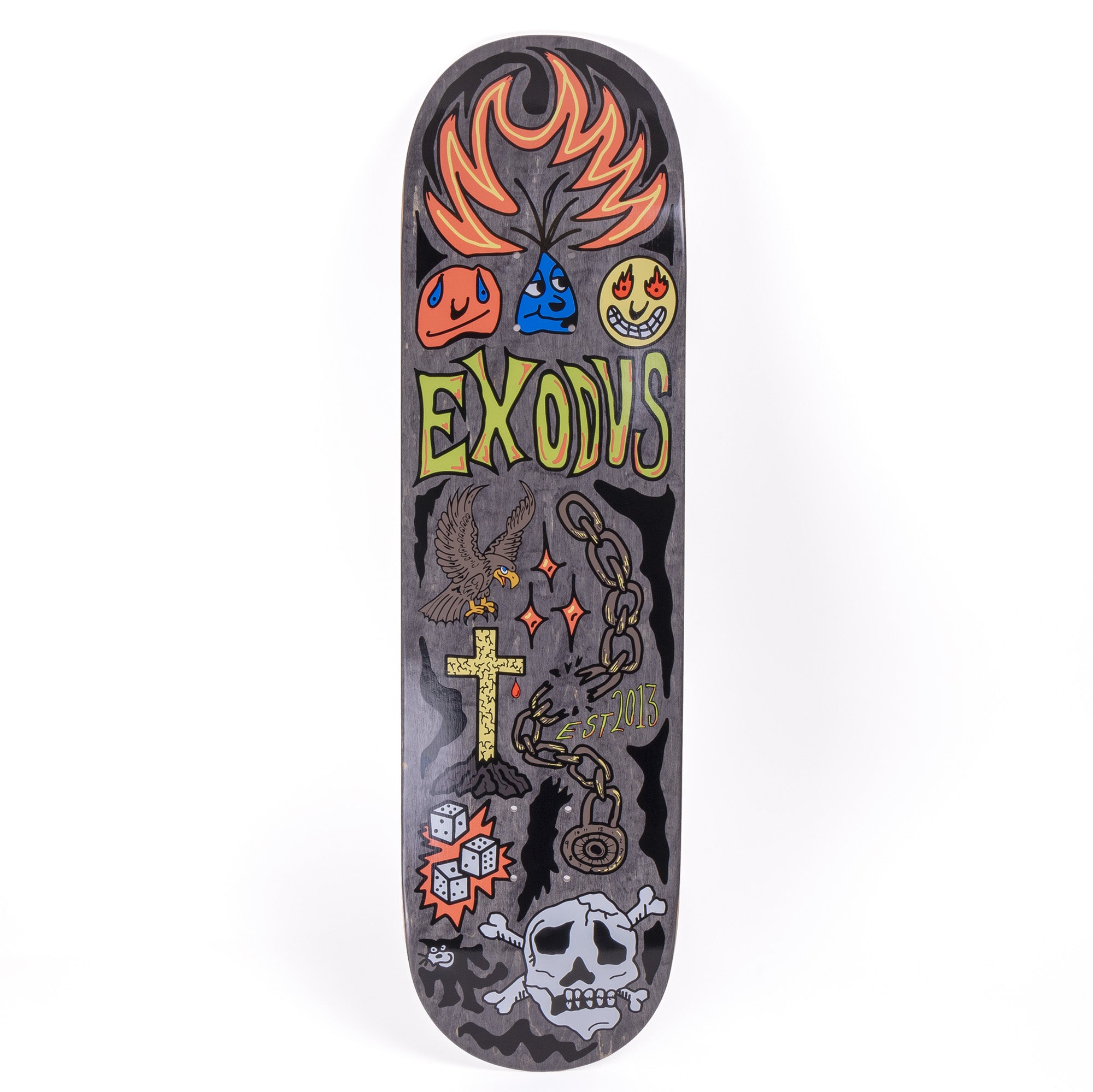 Exodus Sketchy Mellow Concave Skateboard Deck - Dark Grey Stain