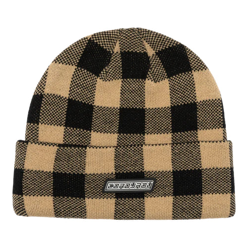 Khaki Fuzz Corduroy Beanie