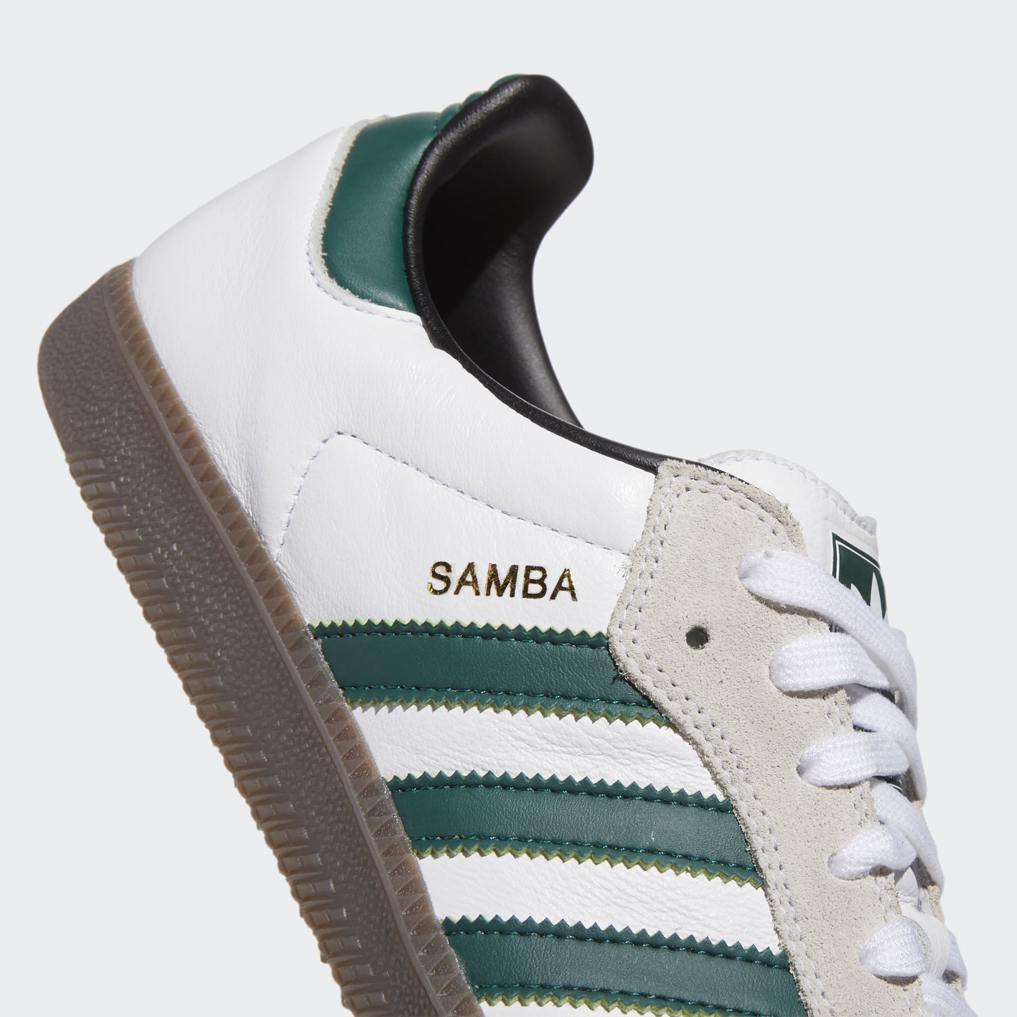 White/Green Samba ADV Adidas Skate Shoe Details