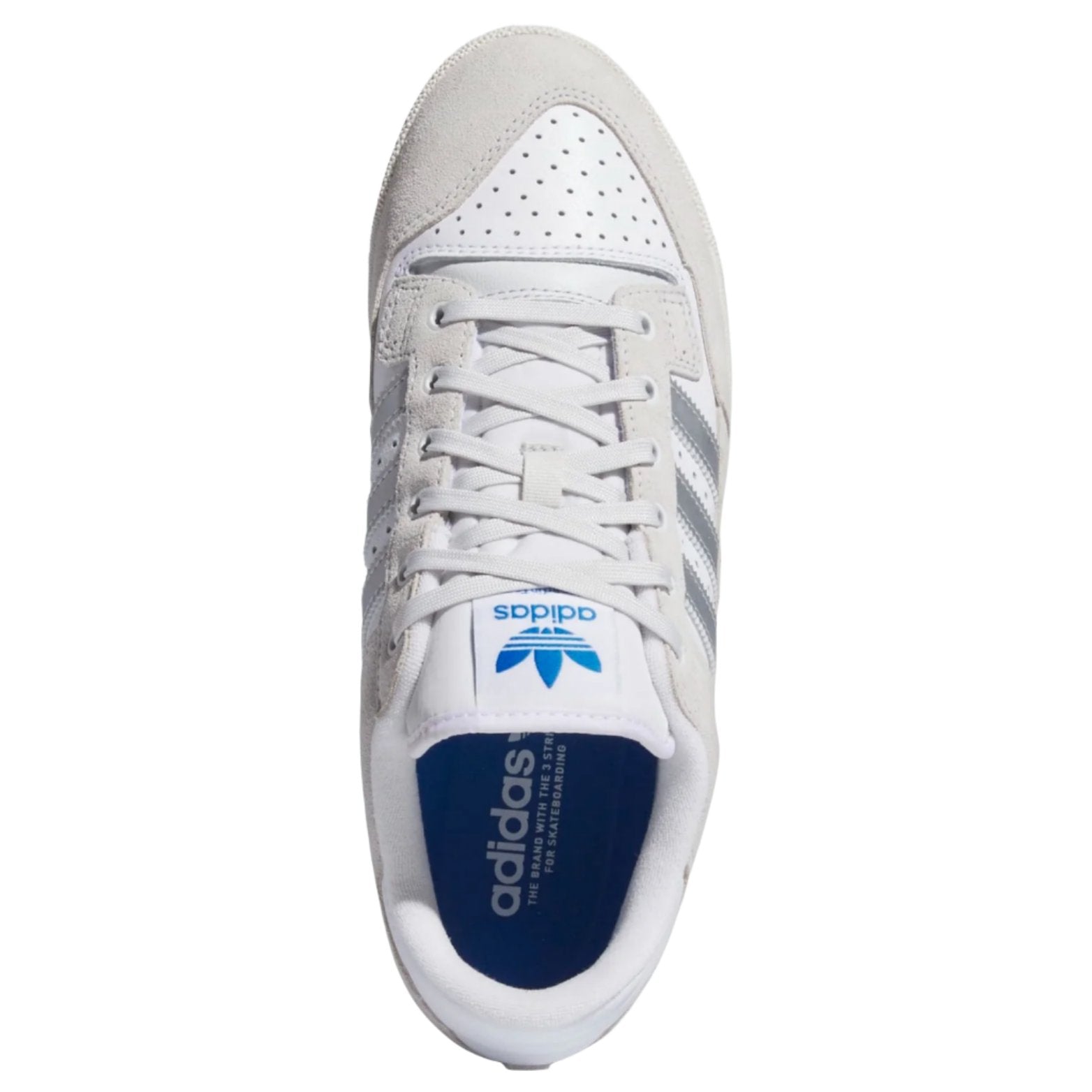 White/Silver Centennial 85 Low ADV Adidas Skate Shoe Top