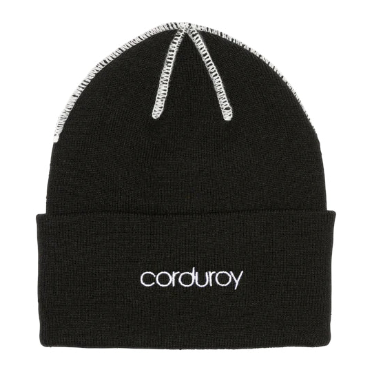 Black Inside Out Corduroy Beanie