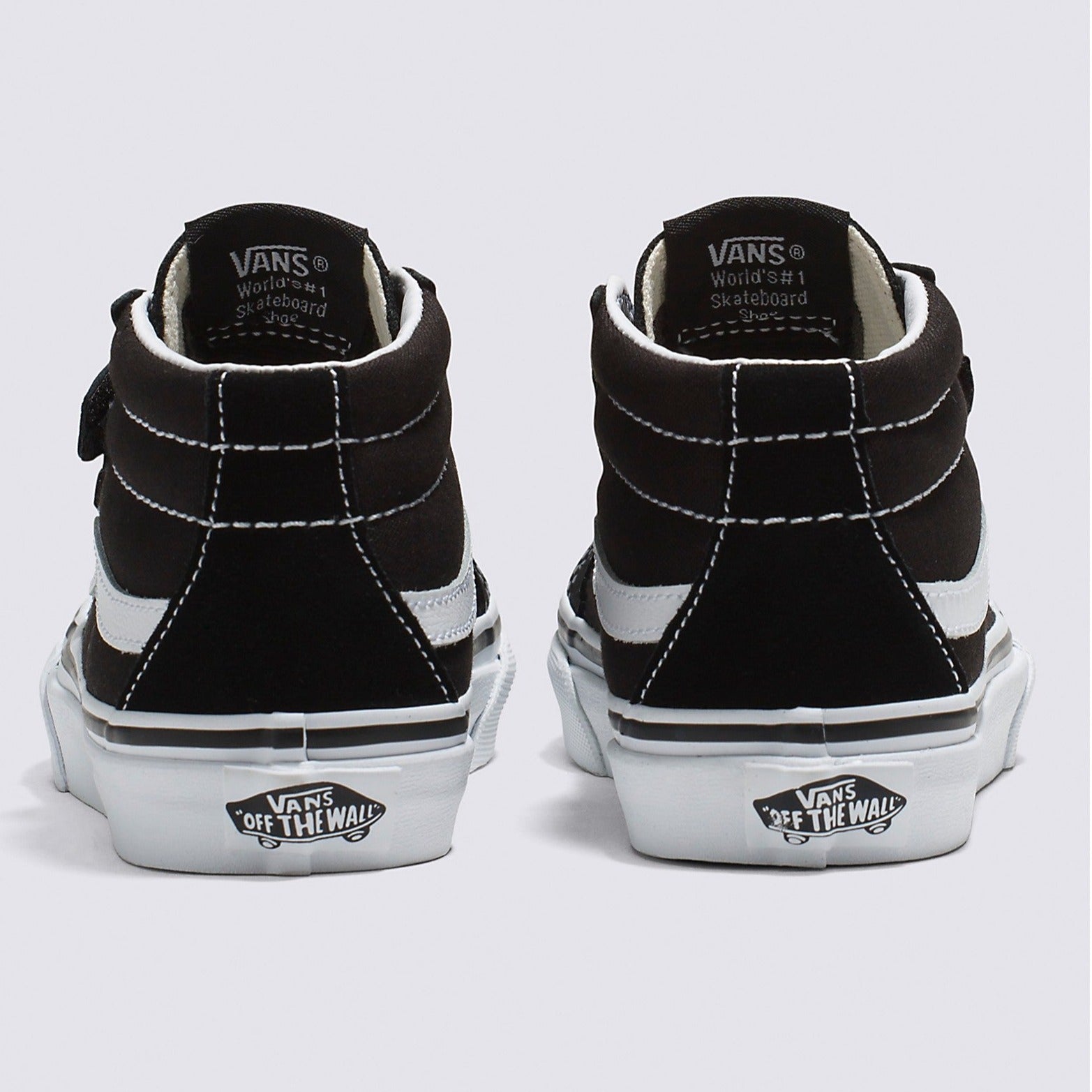 Black/White Kids Sk8-Mid Reissue Vans Skate Shoe Back