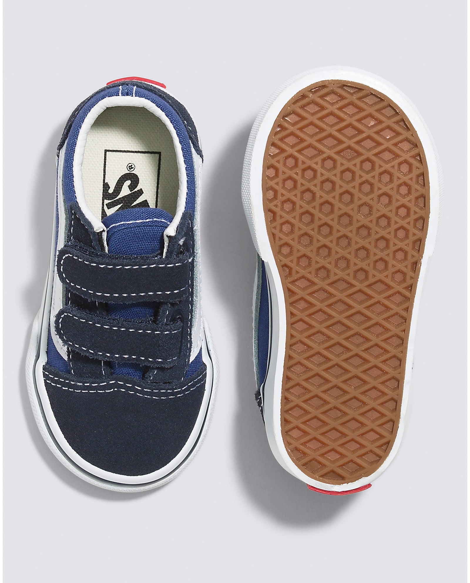 Navy Toddler Velcro Old Skool V Vans Skate Shoe Top/Bottom