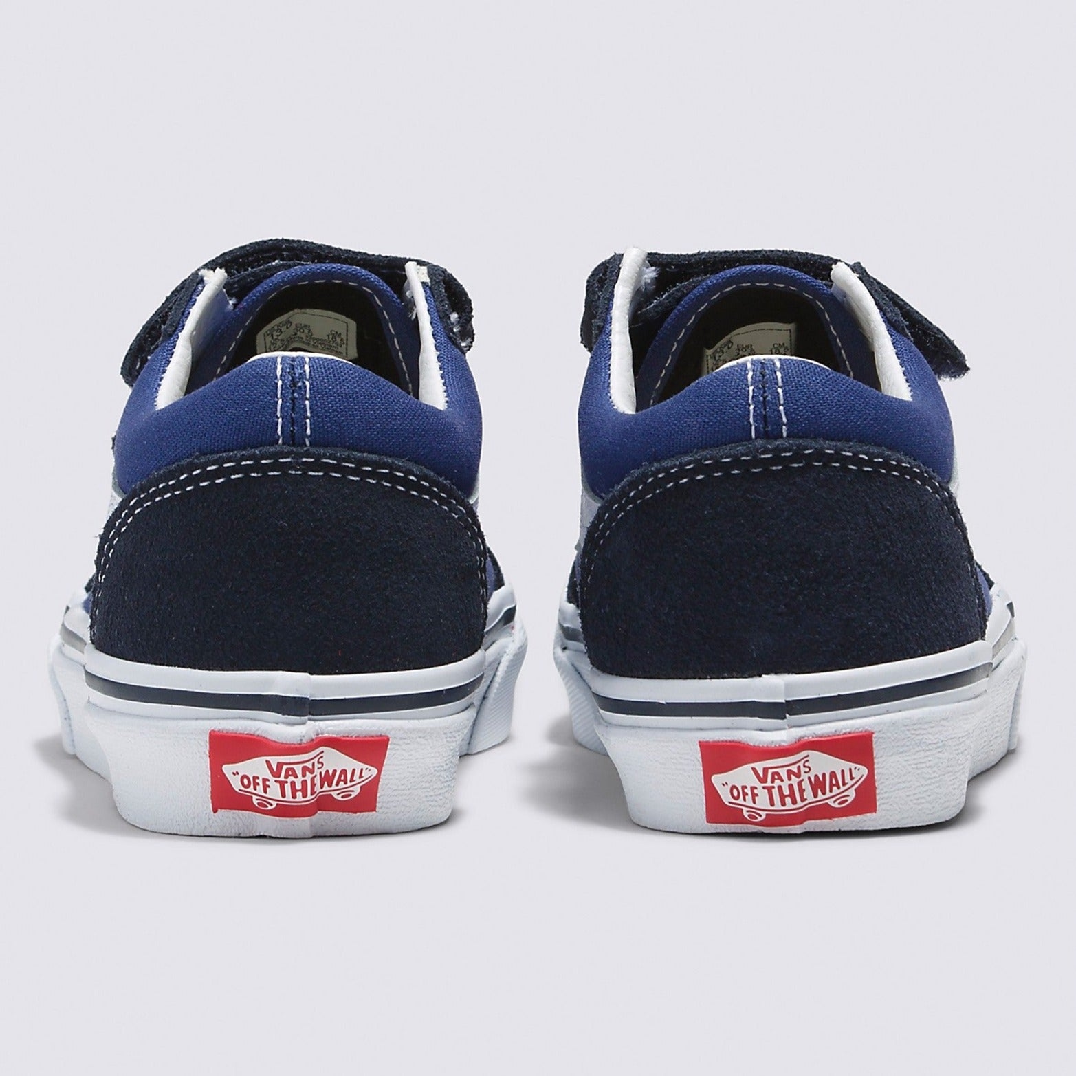 Kids Navy Velcro Old Skool V Vans Skate Shoe Back