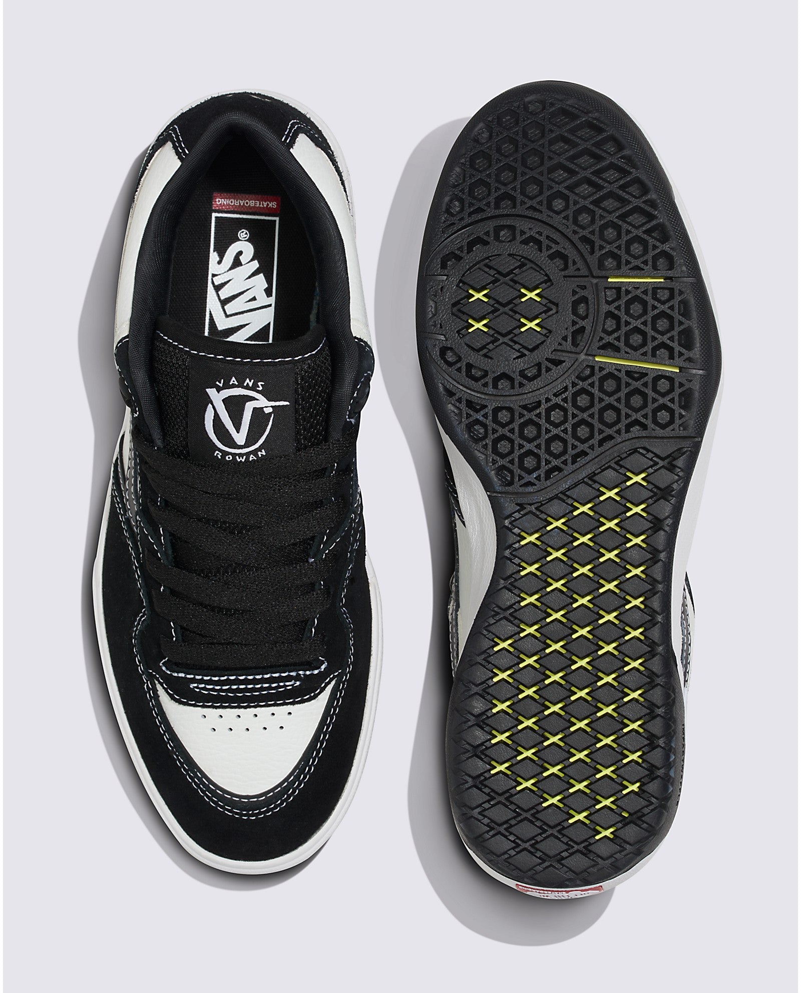 Black/White/Black Rowan 2 Vans Skate Shoe Top/Bottom