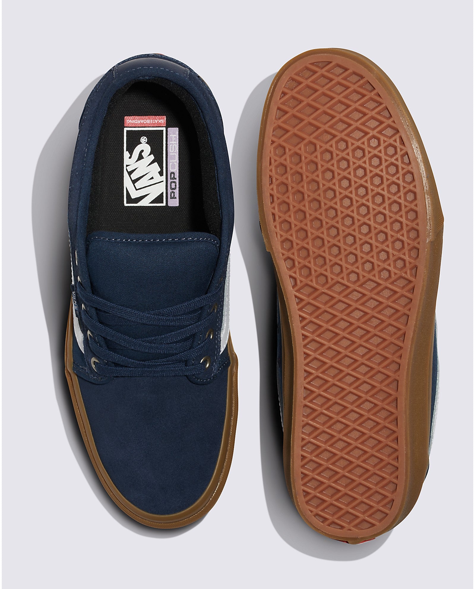 Navy/Gum Skate Chukka Low Sidestripe Vans Skate Shoe Top/Bottom