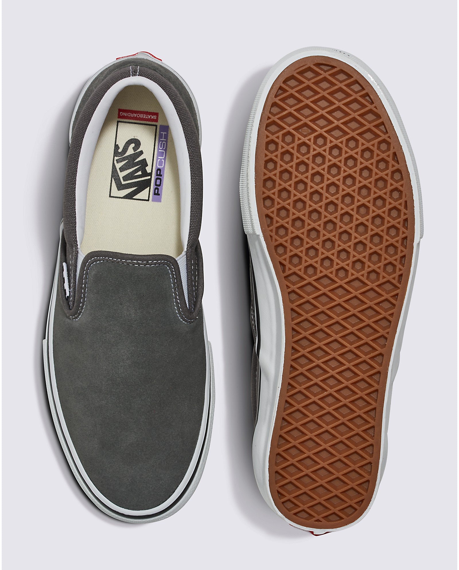 Pewter/White Skate Slip On Vans Skate Shoe Top/Bottom