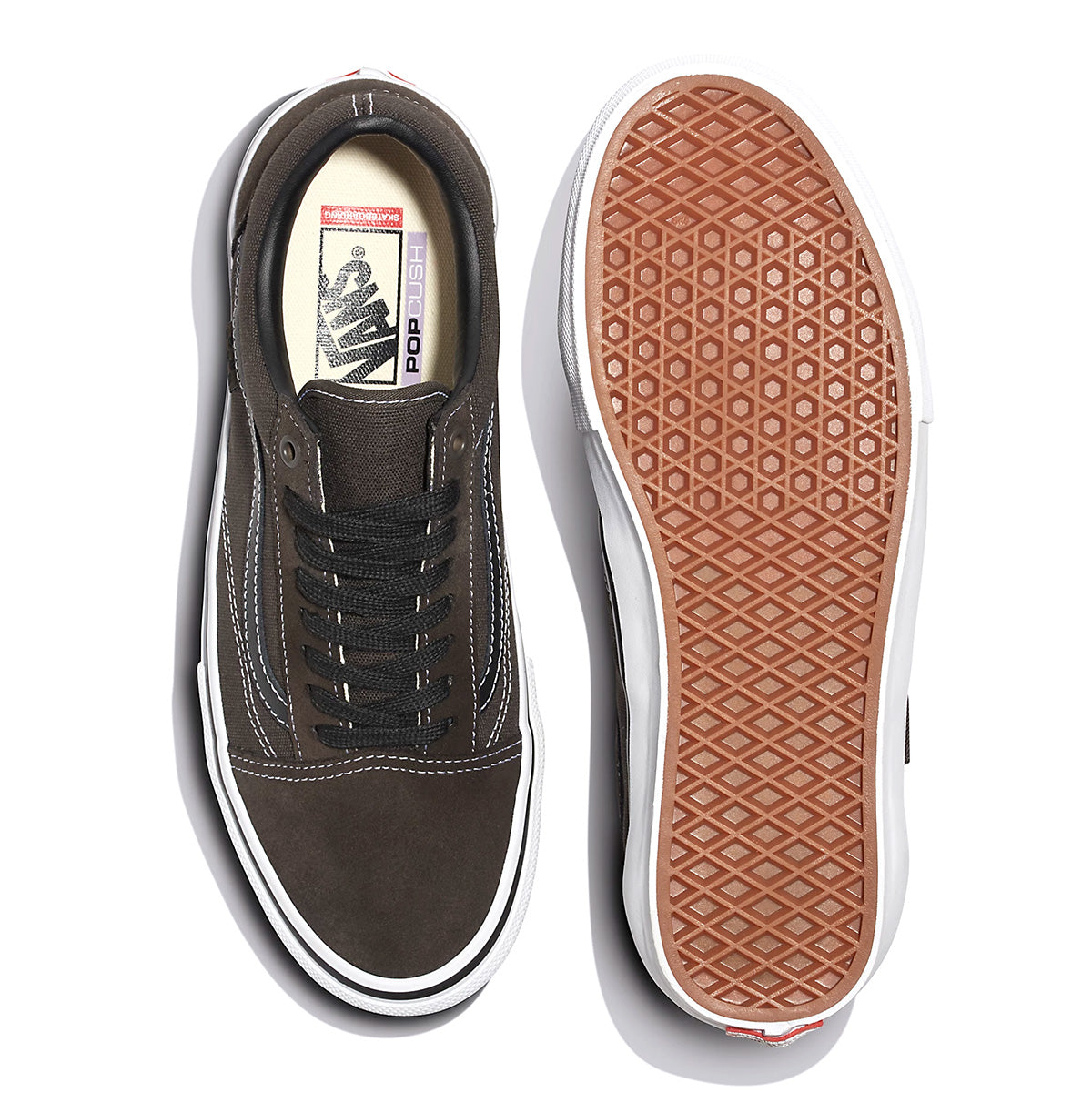 Chocolate Brown Old Skool Vans Skate Shoe Top Bottom