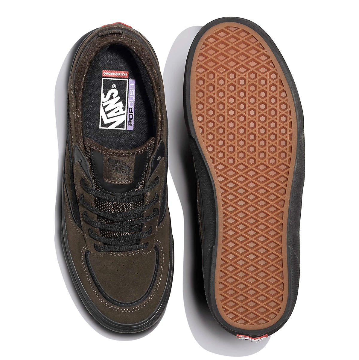 Brown Black Rowley Vans Skate Shoe Top Bottom