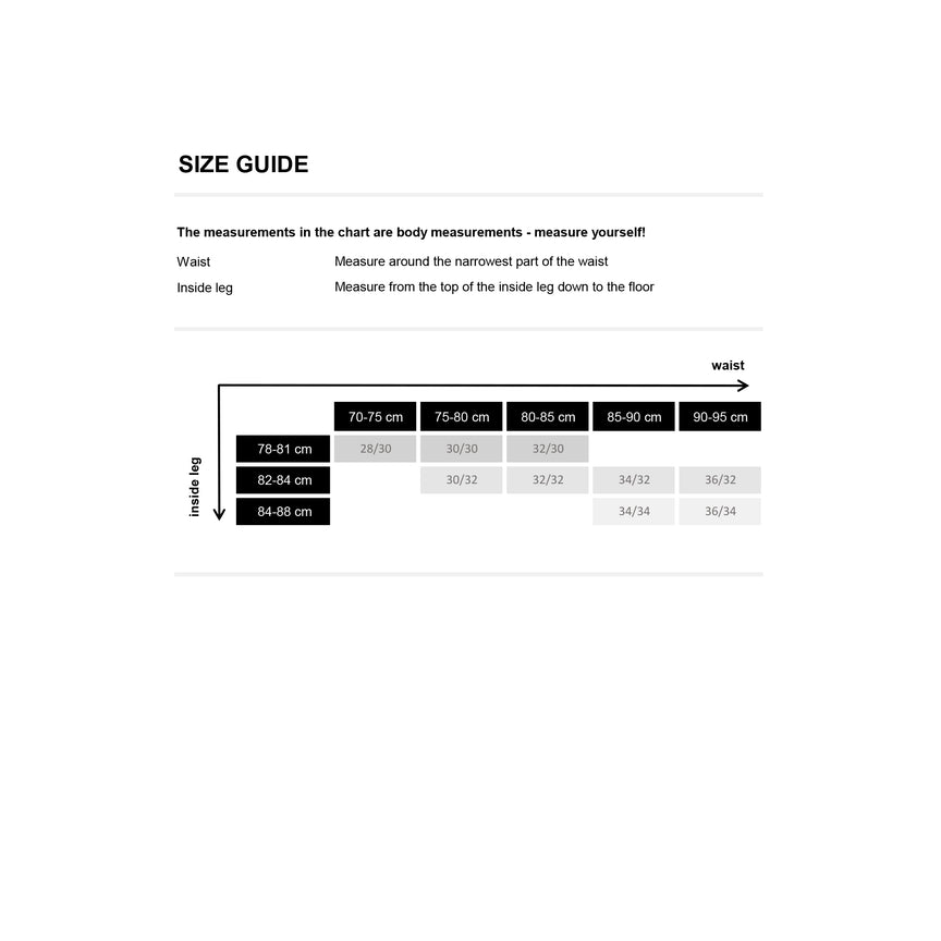 Dark Blue '89! Polar Jeans size chart