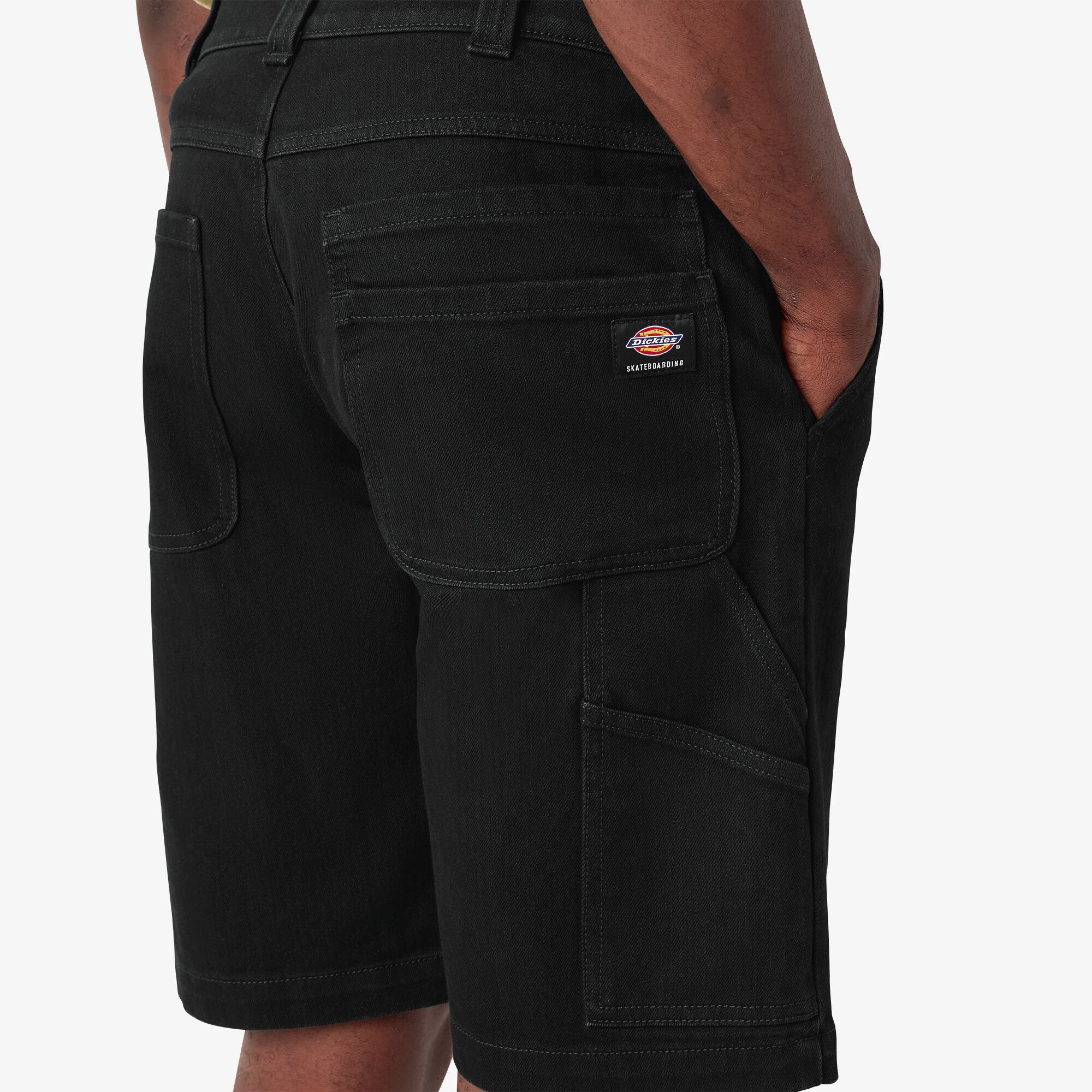 Black Denim Dickies Skateboarding Carpenter Shorts Detail