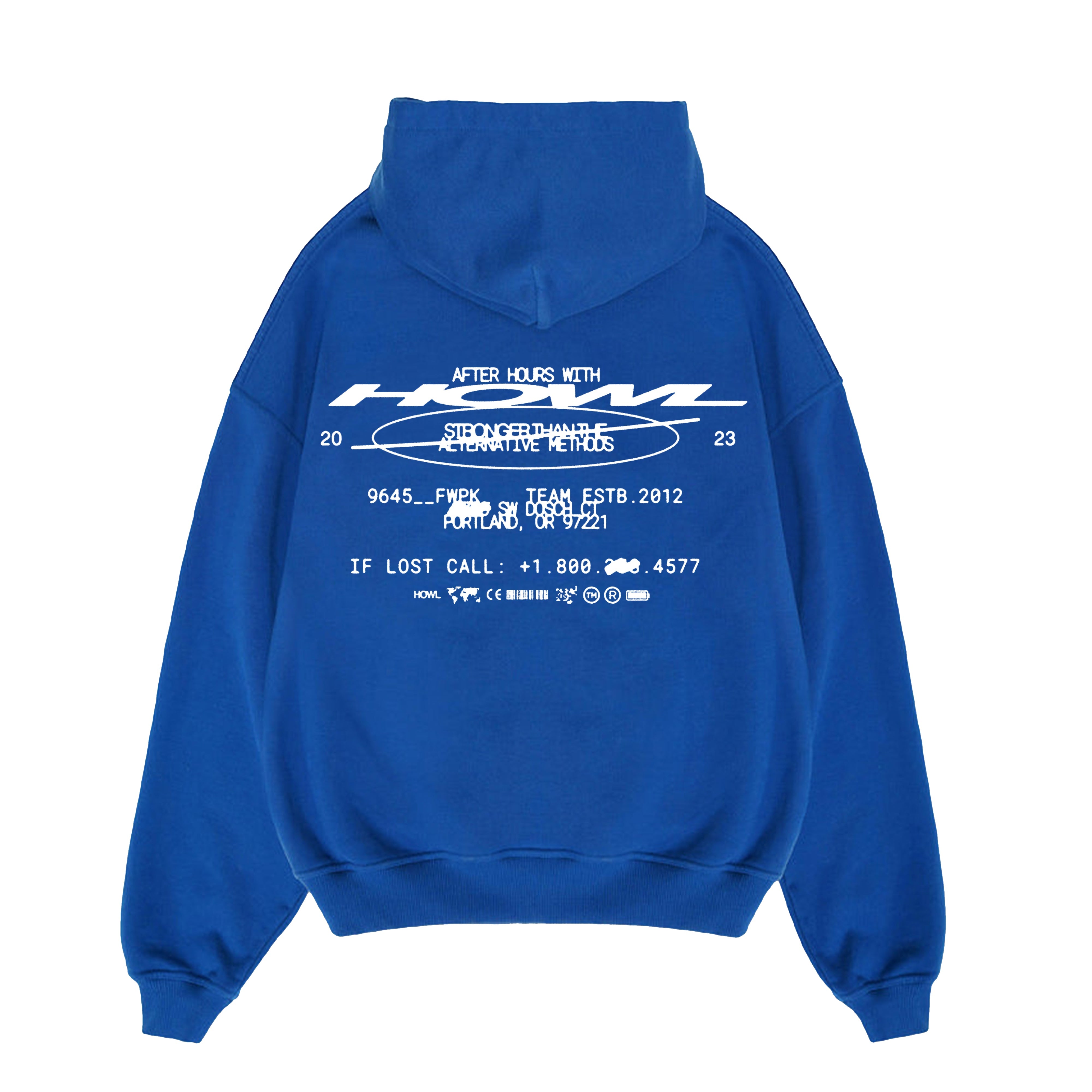 Blue Tech Howl Hoodie Back