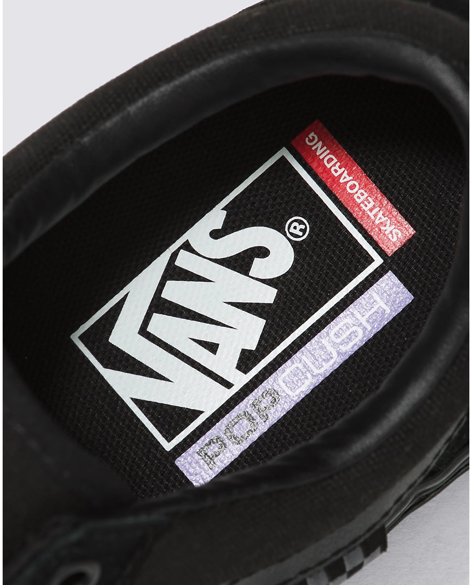 Black/Black Vans Skate Old Skool Skate Shoes Detail