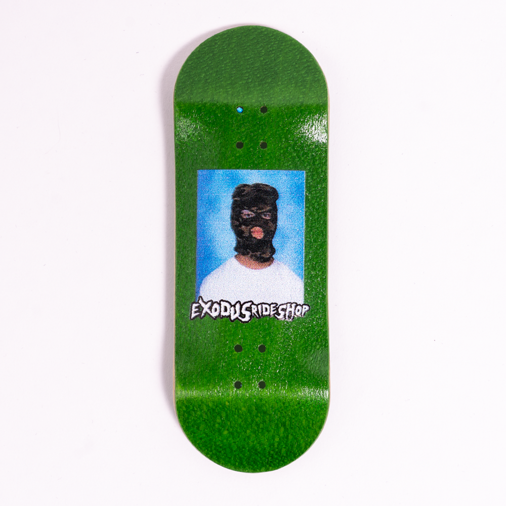 Green Ski Mask Deep Concave Exodus Fingerboard Deck