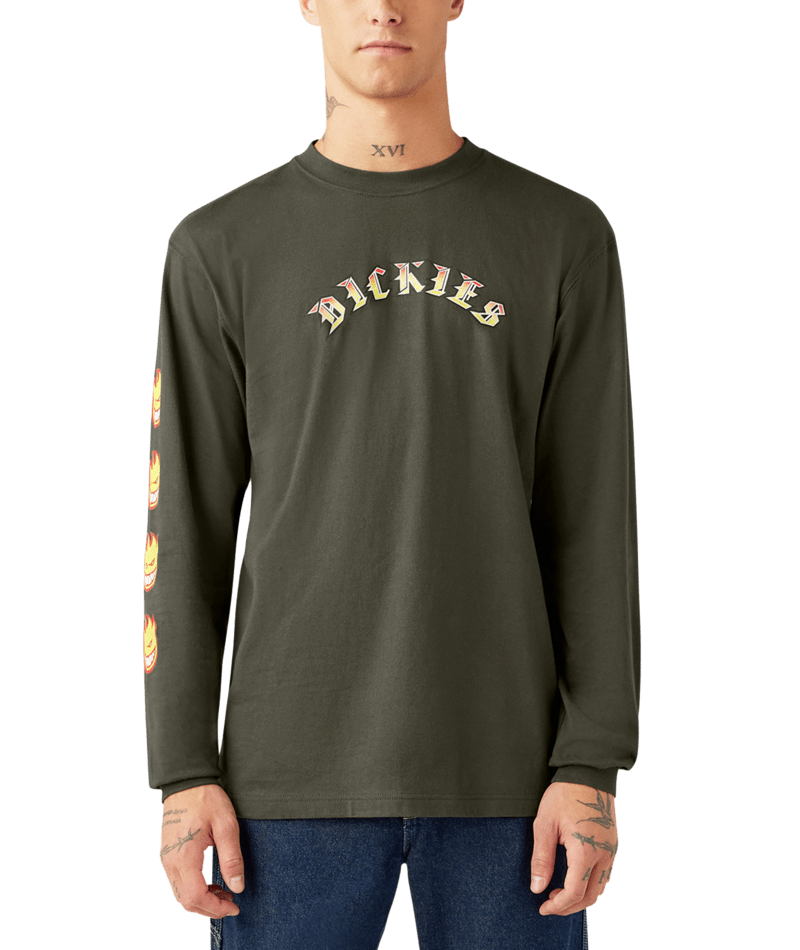 Olive Green Long Sleeve Dickies x Spitfire Tee