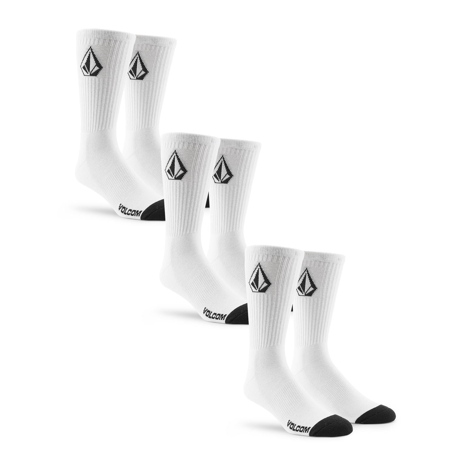 White 3-Pack Full Stone Volcom Socks