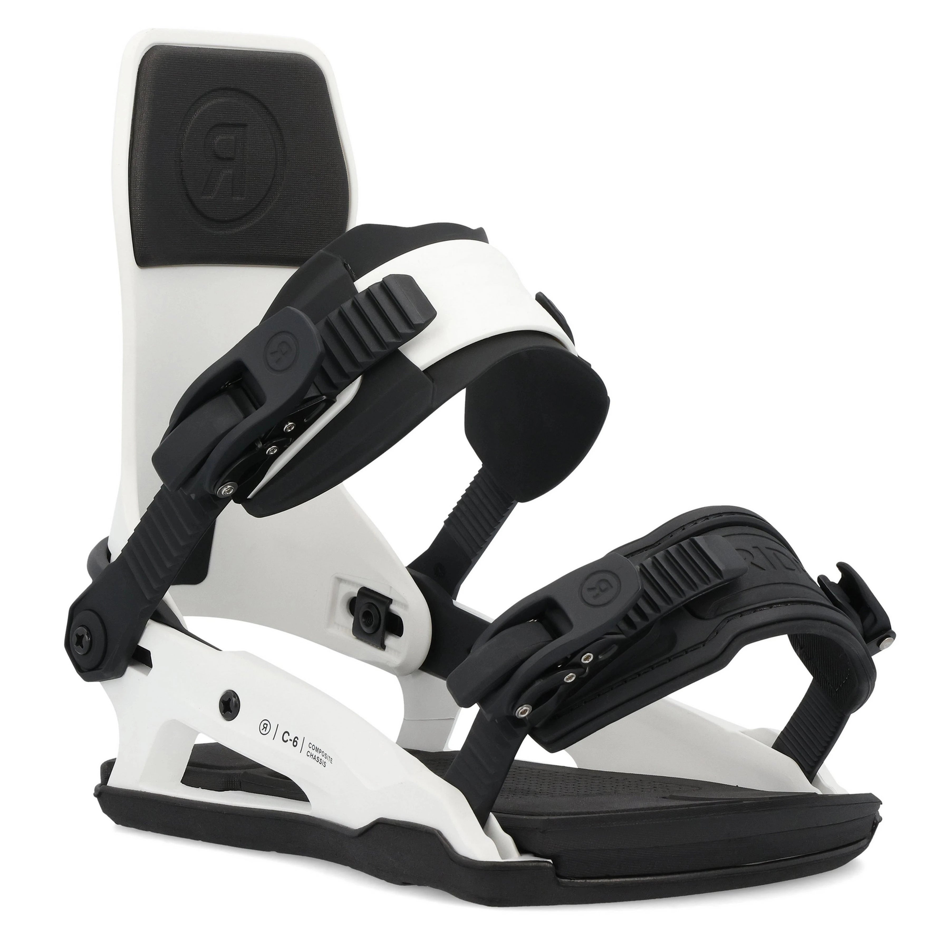 White 2025 C-6 Ride Snowboard Bindings Front