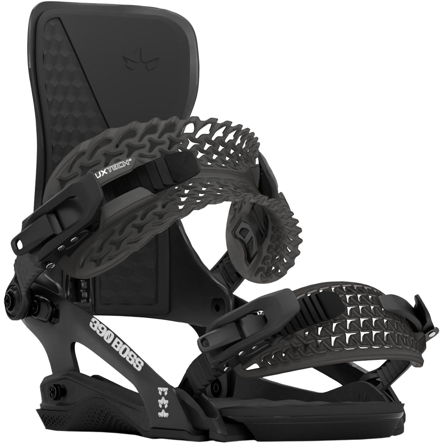 2024 Black 390 Boss Rome Snowboard Bindings Front