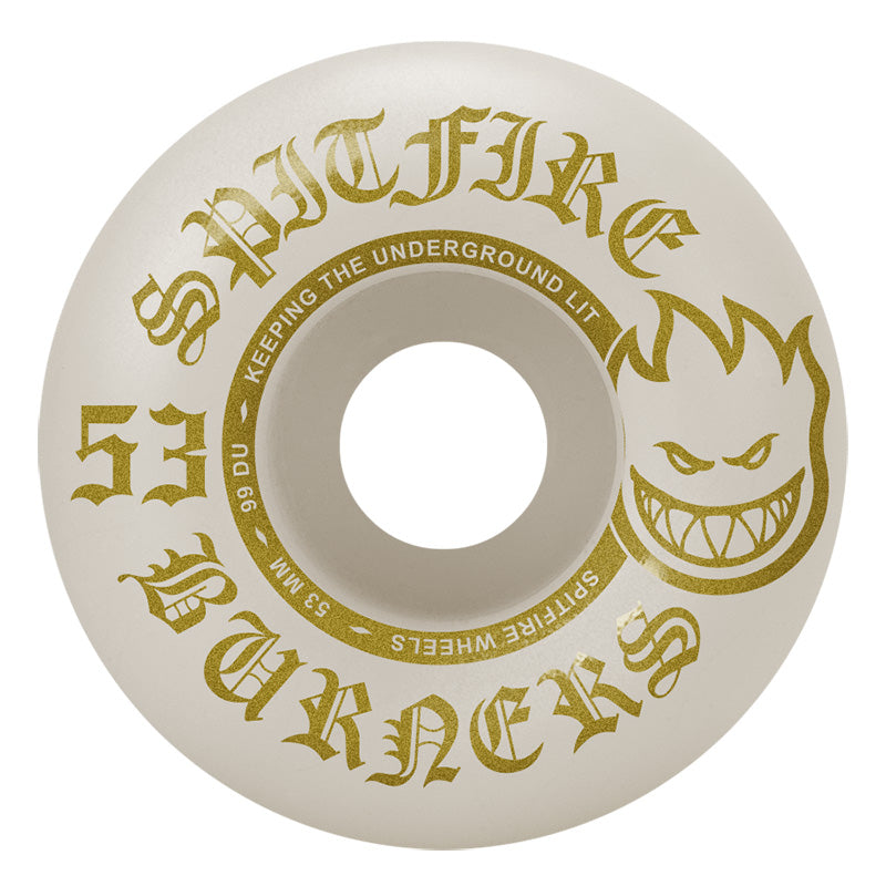 White/Gold 99D Spitfire Burner Skateboard Wheels