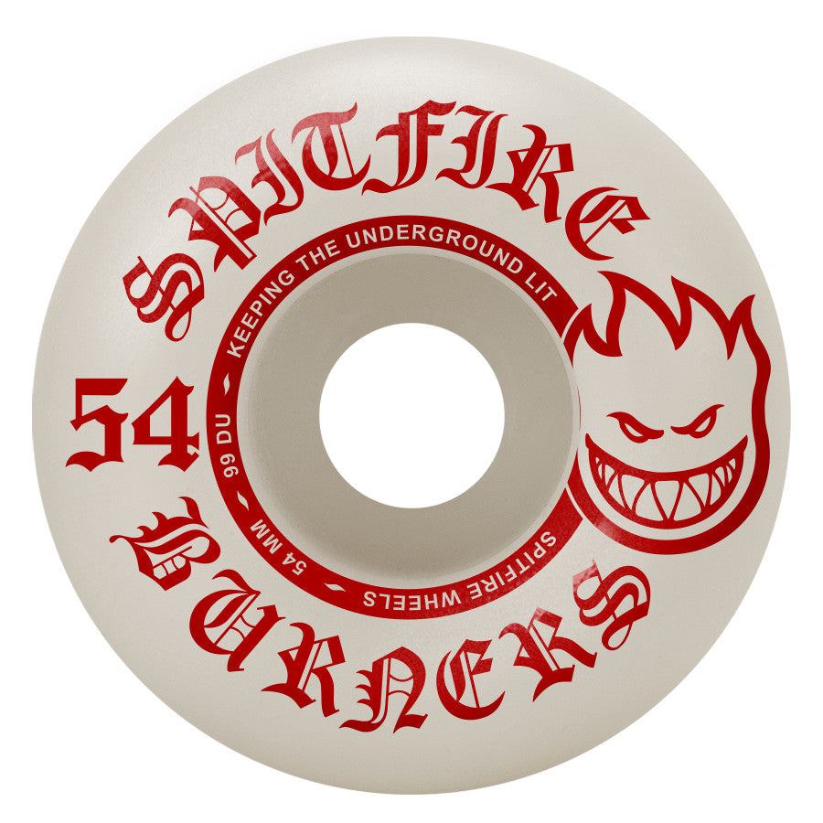 White/Red 99D Spitfire Burner Skateboard Wheels