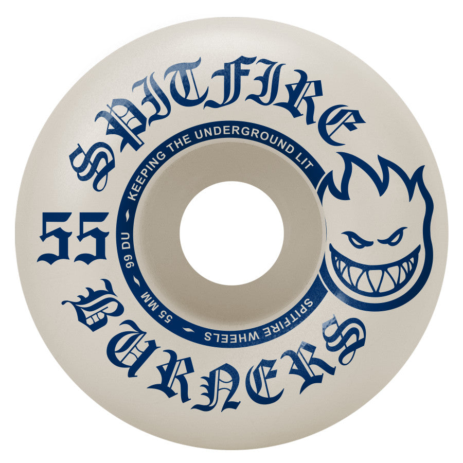 White/Blue 99D Burner Spitfire Skateboard Wheels