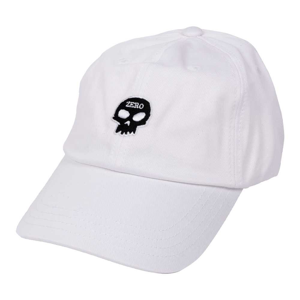 White Single Skull Zero Skateboards Hat