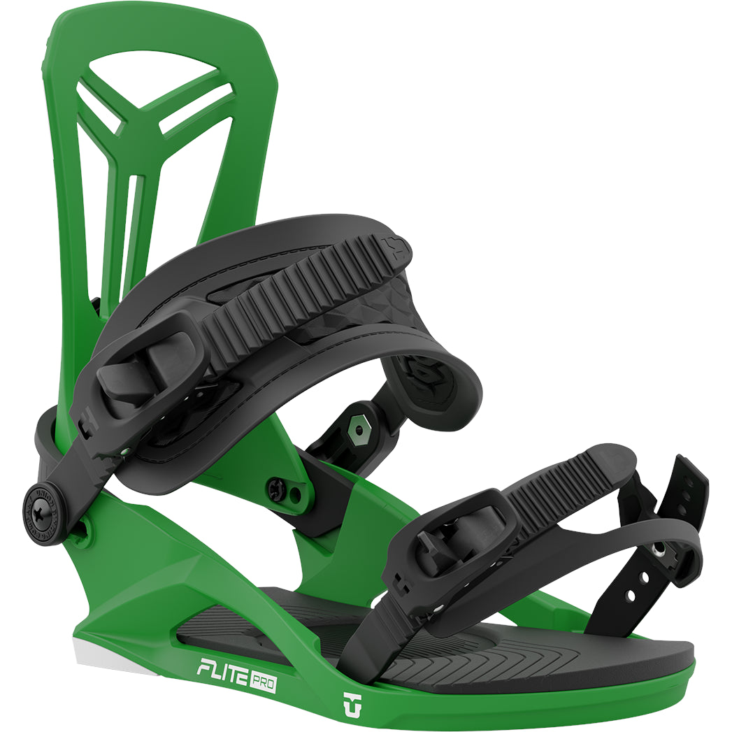 Green 2024 Flite Pro Union Snowboard Bindings Front