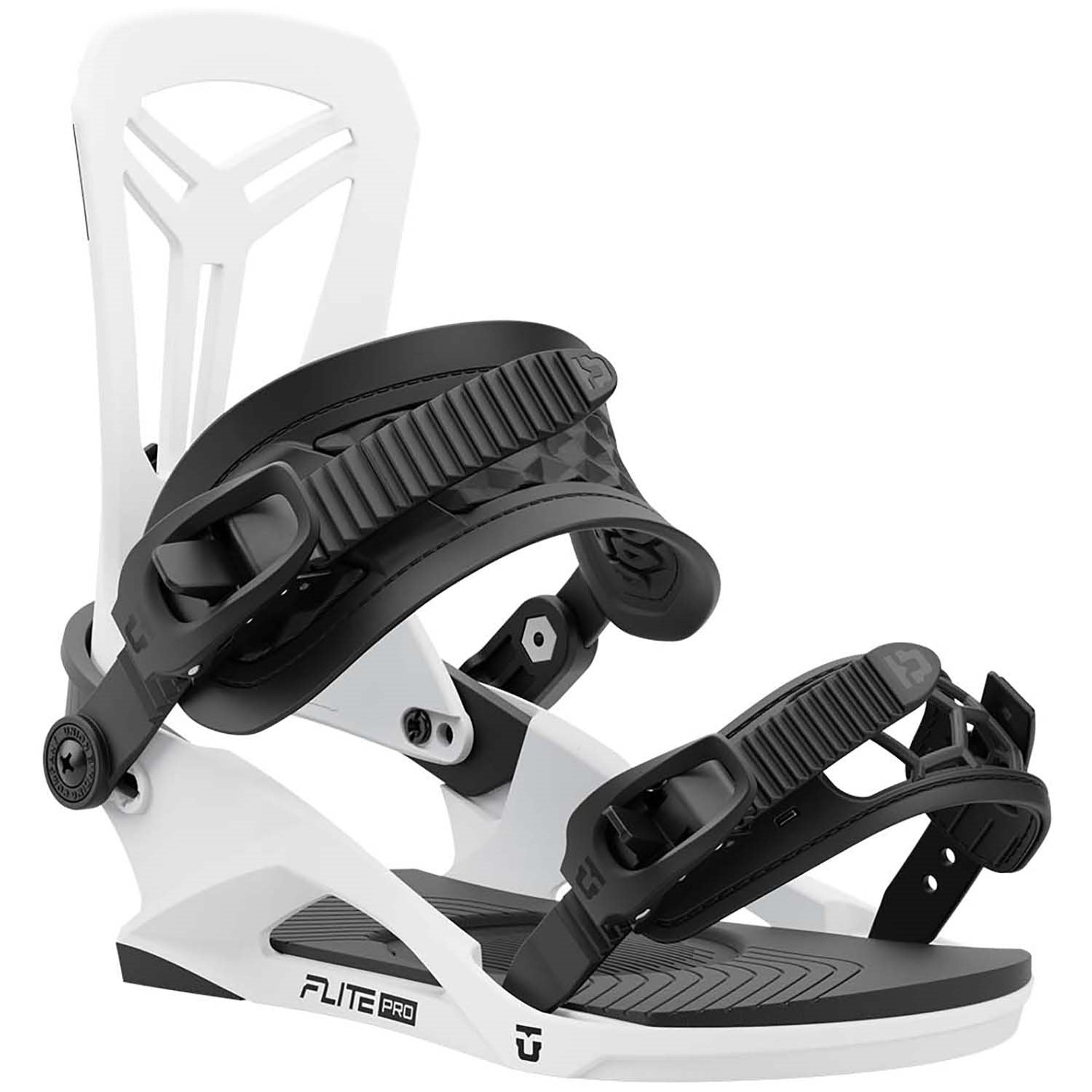 White 2025 Flite Pro Union Snowboard Bindings Front