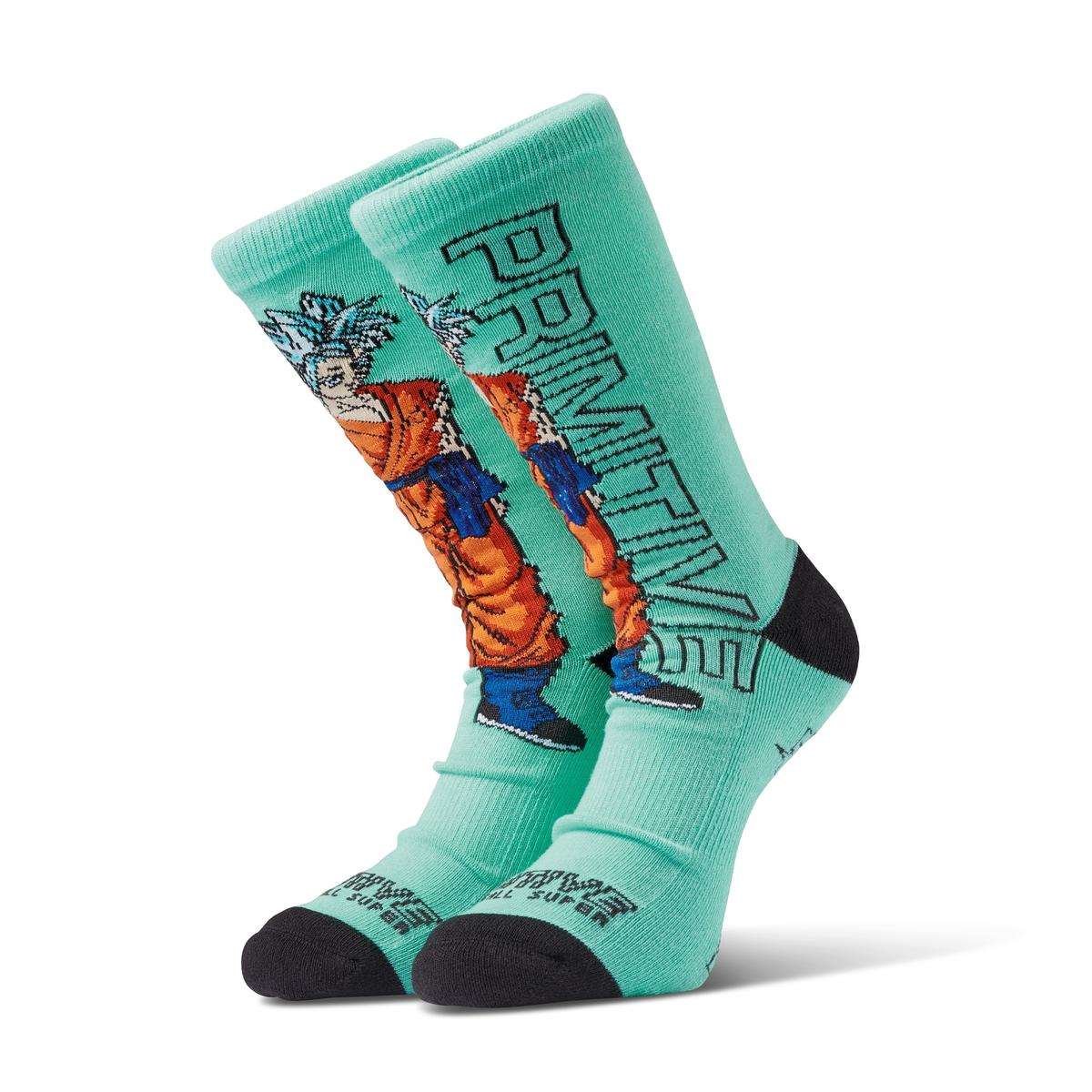 Teal SSG Goku Dragon Ball Super x Primitive Skate Socks