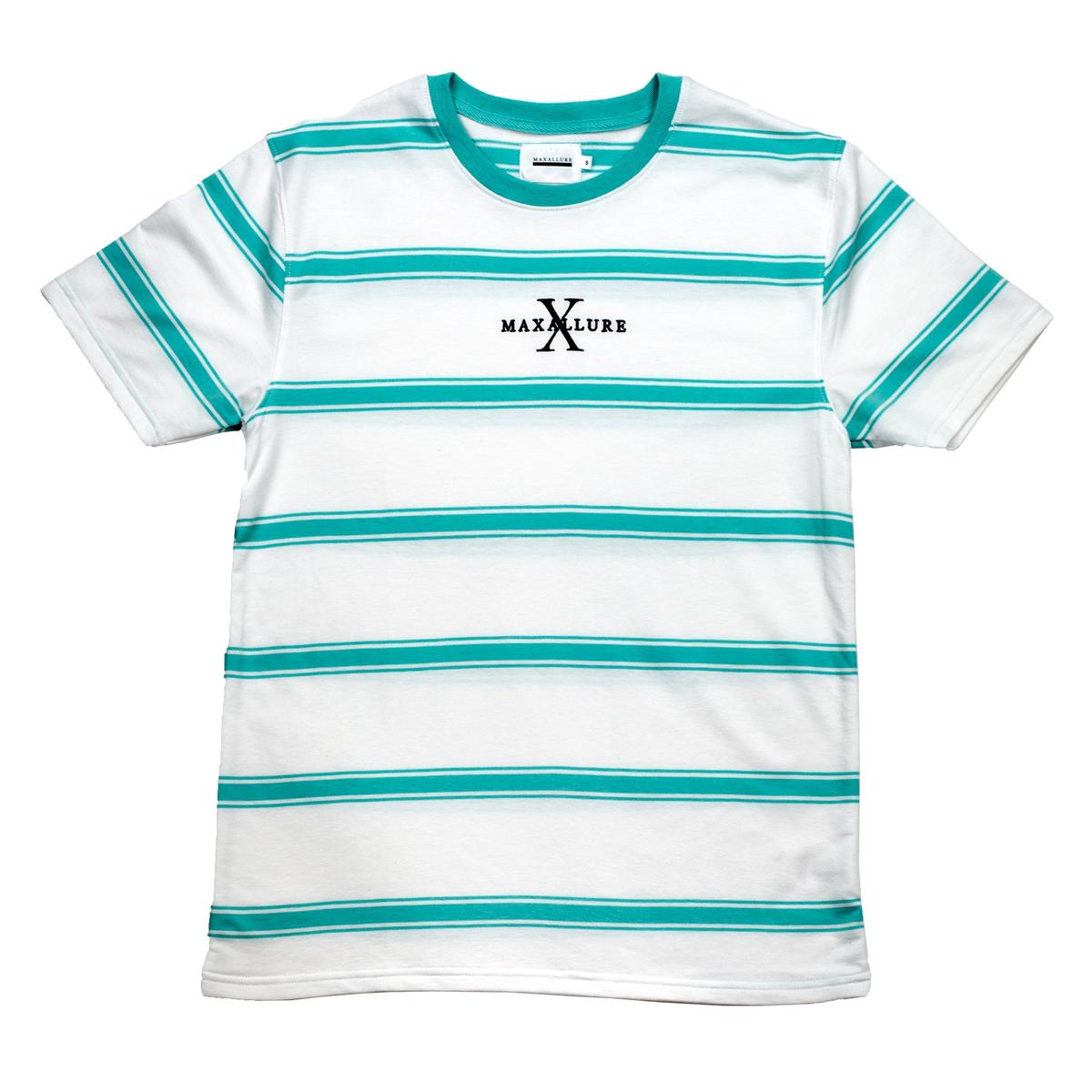 White and Mint Striped Maxallure Skateboards Vice T-Shirt