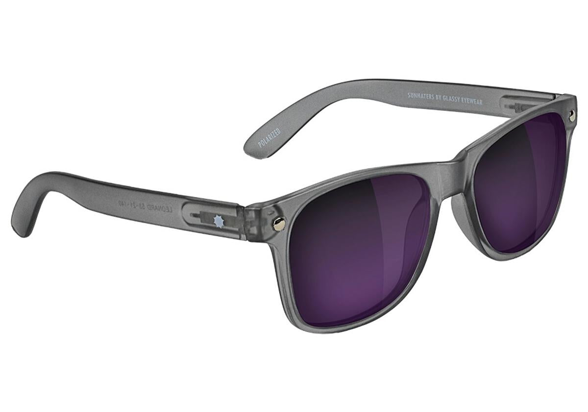 Matte Transparent Dark Grey Leonard Polarized Glassy Sunglasses