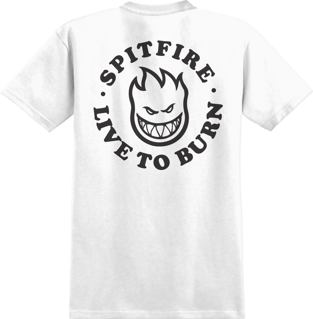 Spitfire Bighead Live To Burn Pocket Tee - White/Black