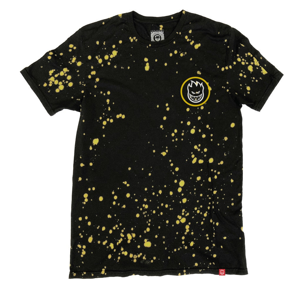 Spitfire Swirl Fade Splatter Tee - Black/Yellow