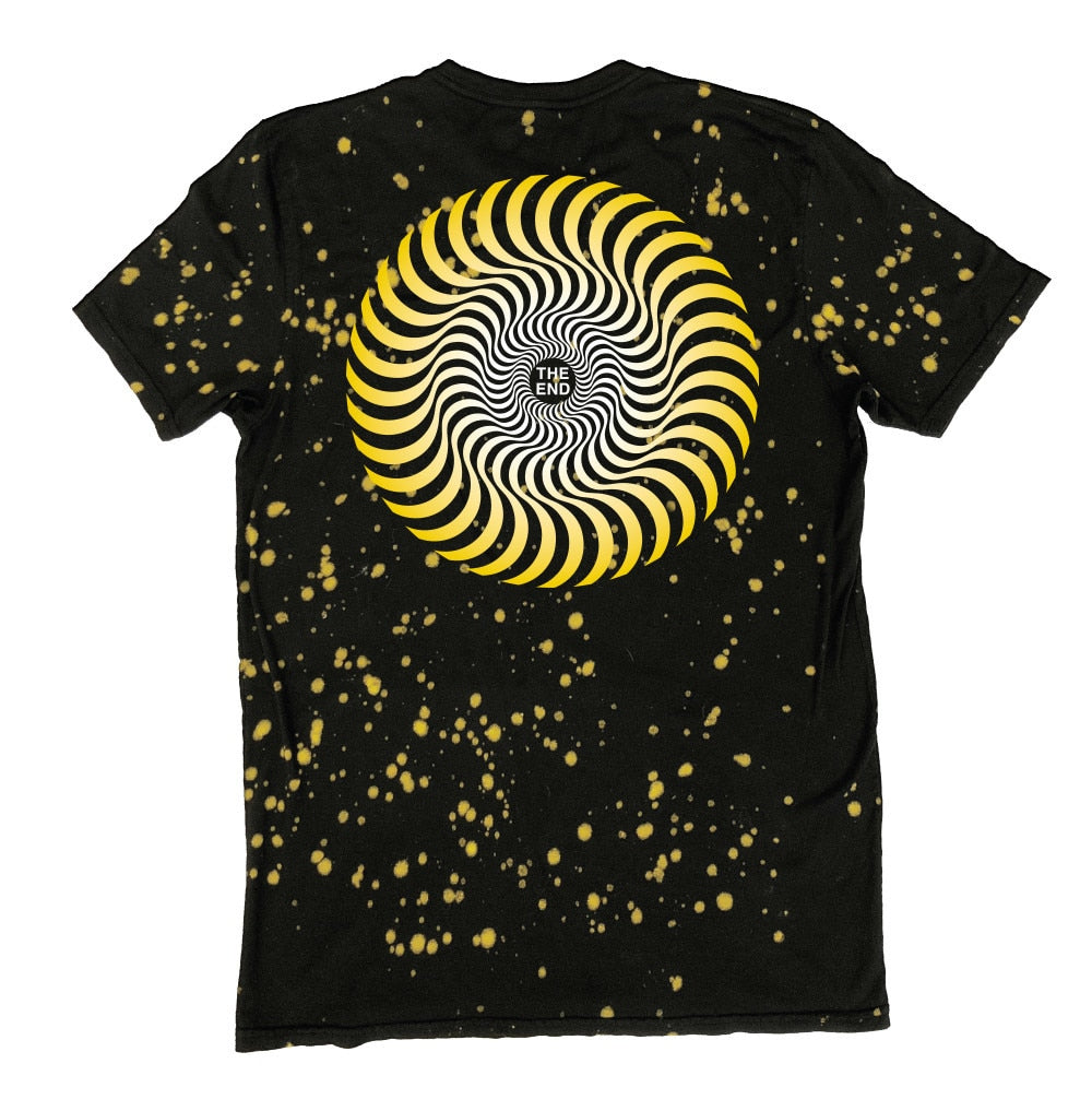 Spitfire Swirl Fade Splatter Tee - Black/Yellow