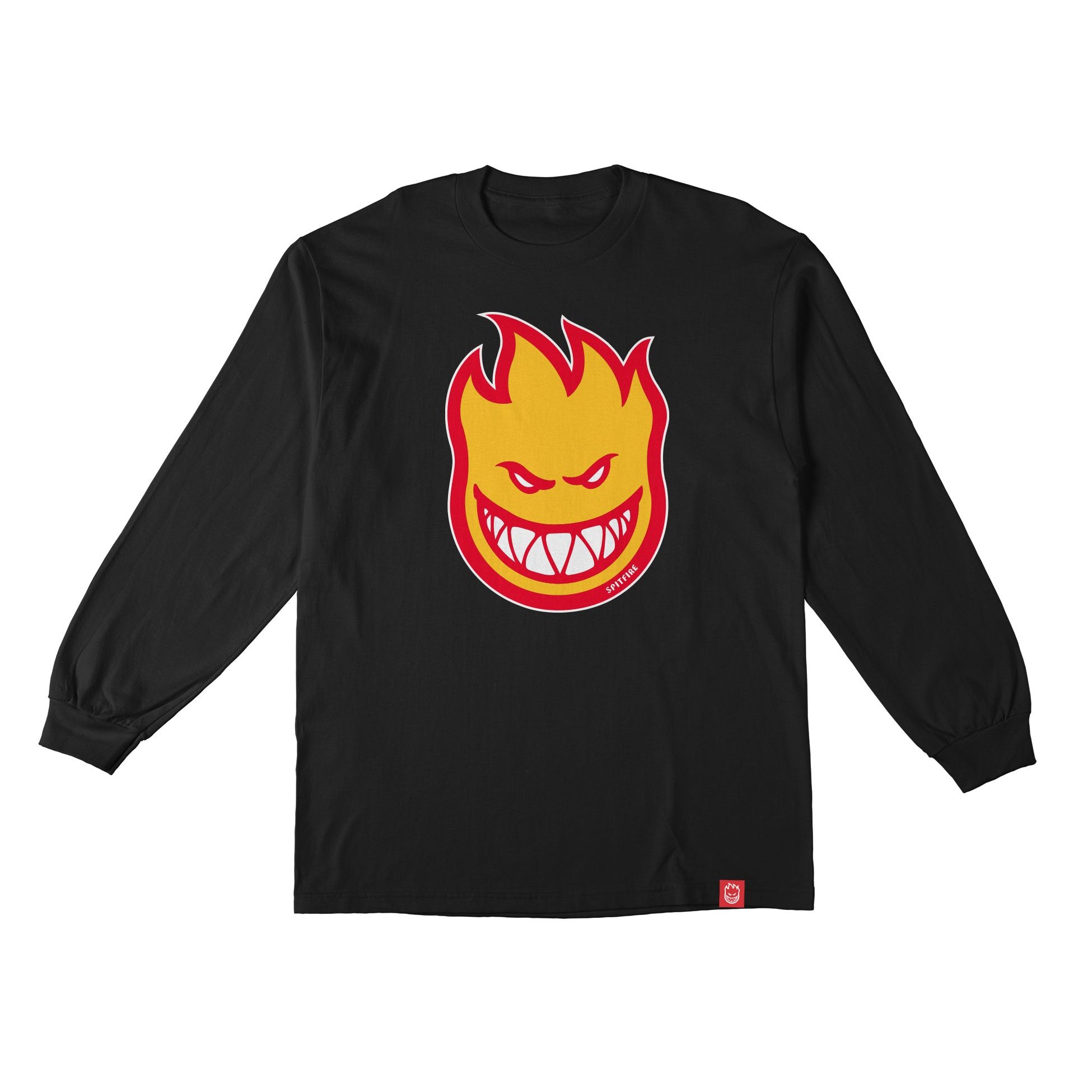 Black/Red/Gold Youth Bighead Fill Spitfire Long Sleeve Shirt